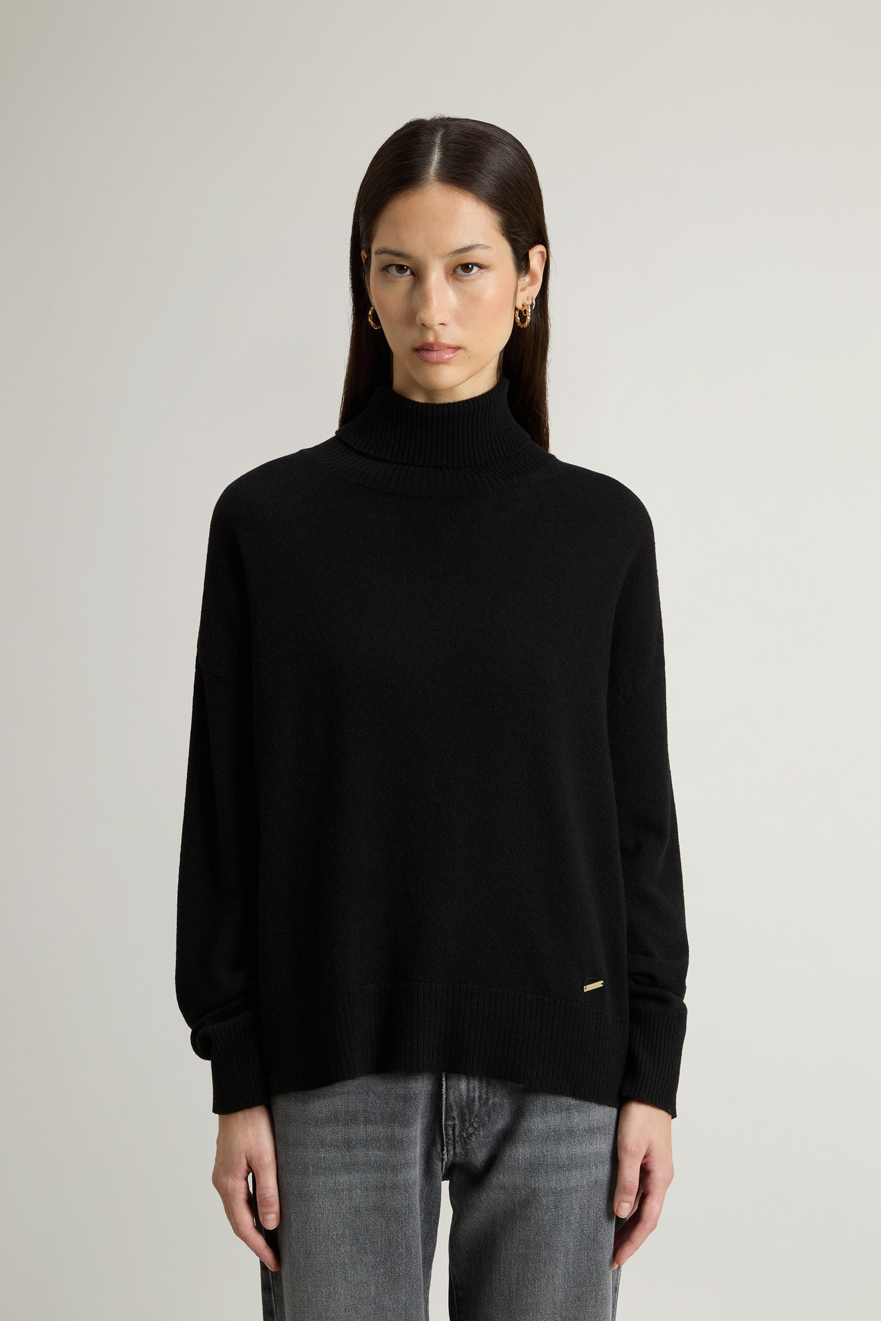 Turtleneck Sweater in Virgin Wool and Cashmere Blend Black photo 1 | Woolrich