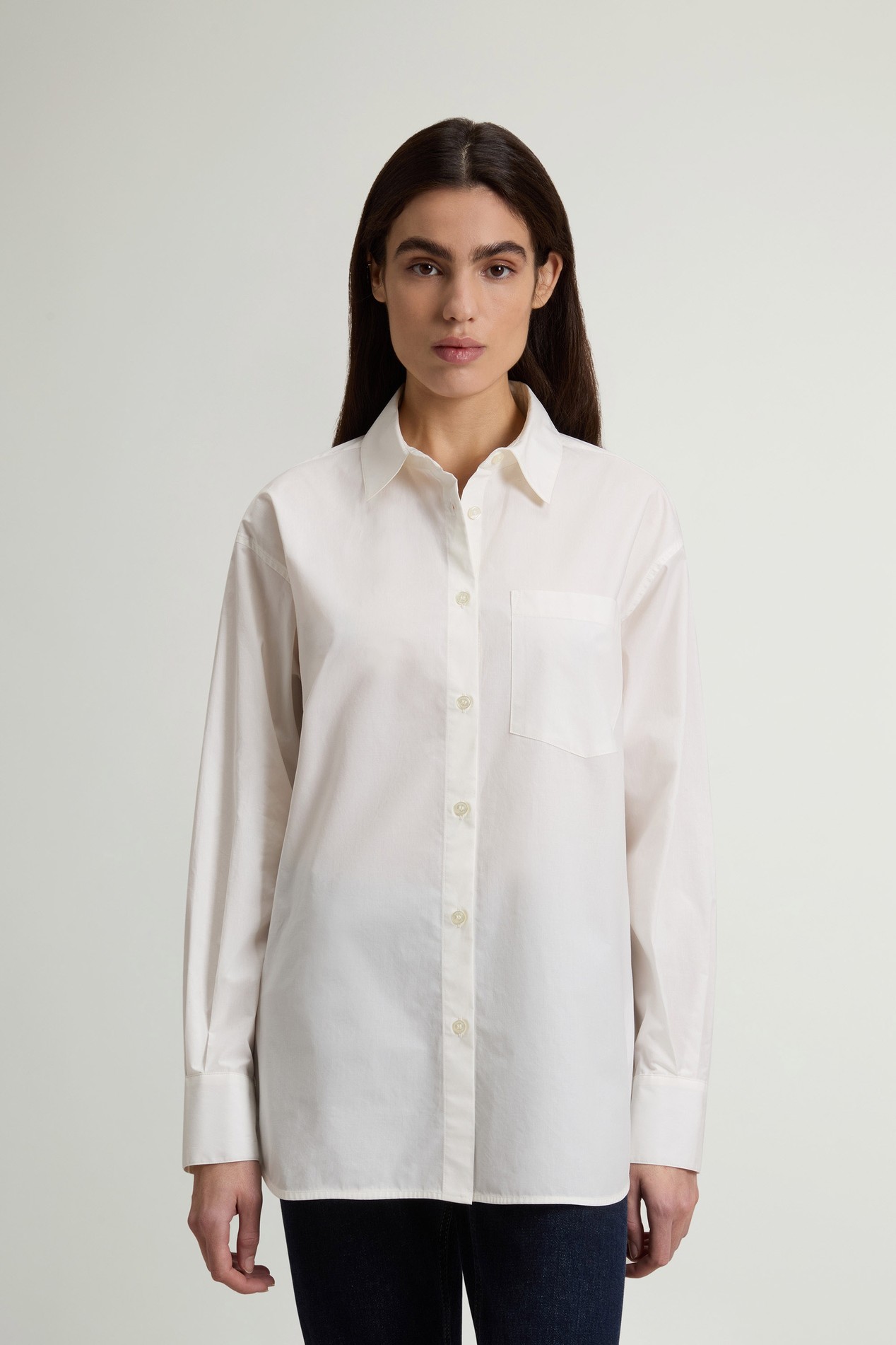 COTTON POPLIN BOYFRIEND SHIRT White photo 1 | Woolrich