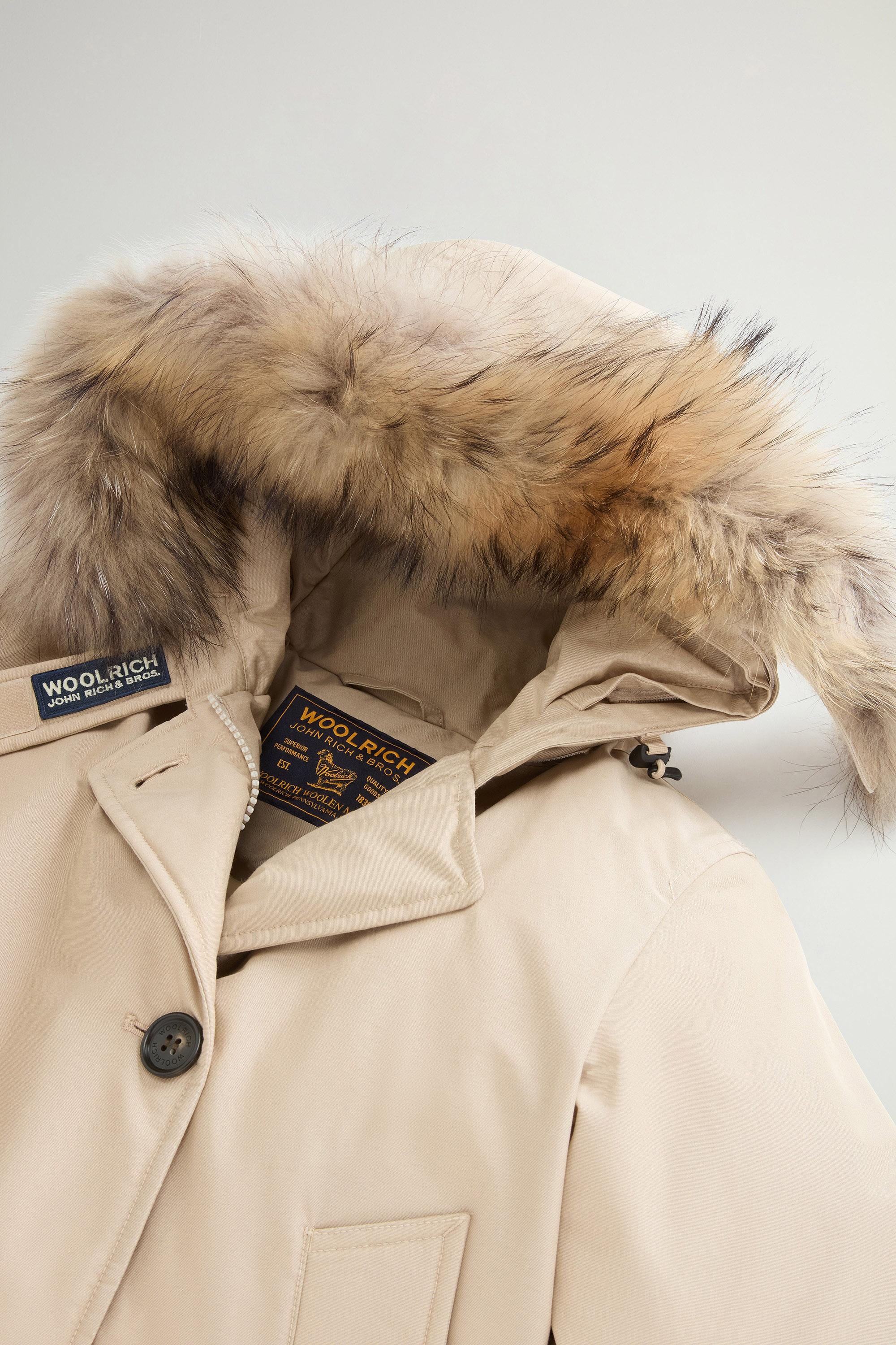 Arctic Parka in Ramar Cloth with Four Pockets and Detachable Fur Beige photo 6 | Woolrich