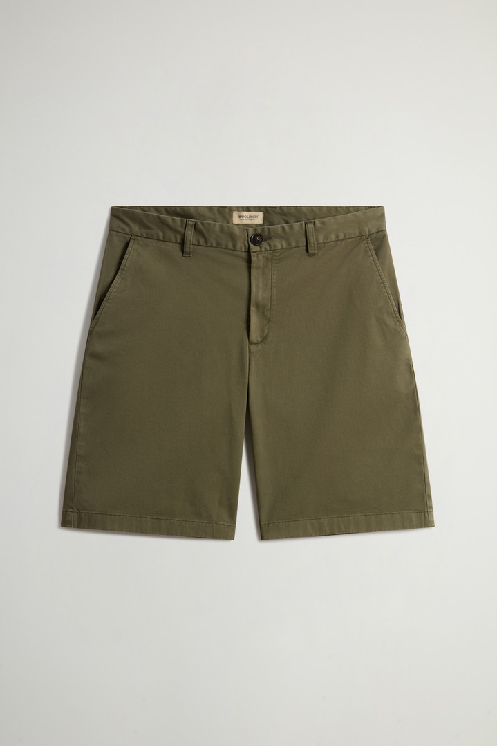 Garment-Dyed Stretch Cotton Twill Chino Shorts Green photo 1 | Woolrich