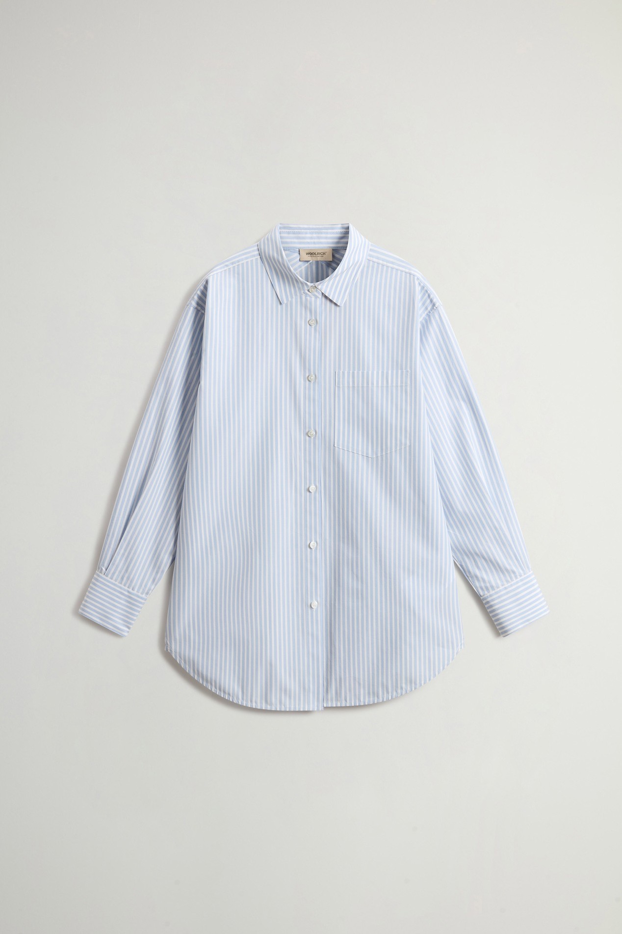 STRIPED COTTON POPLIN BOYFRIEND SHIRT Blue photo 5 | Woolrich