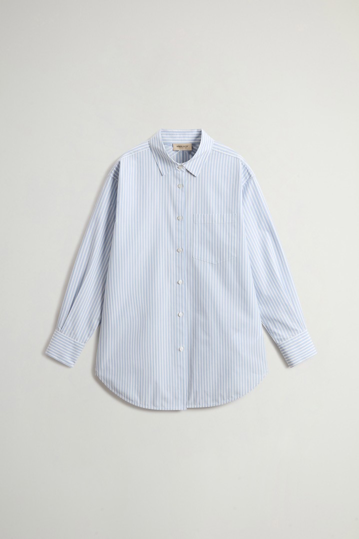 STRIPED COTTON POPLIN BOYFRIEND SHIRT Blue photo 5 | Woolrich