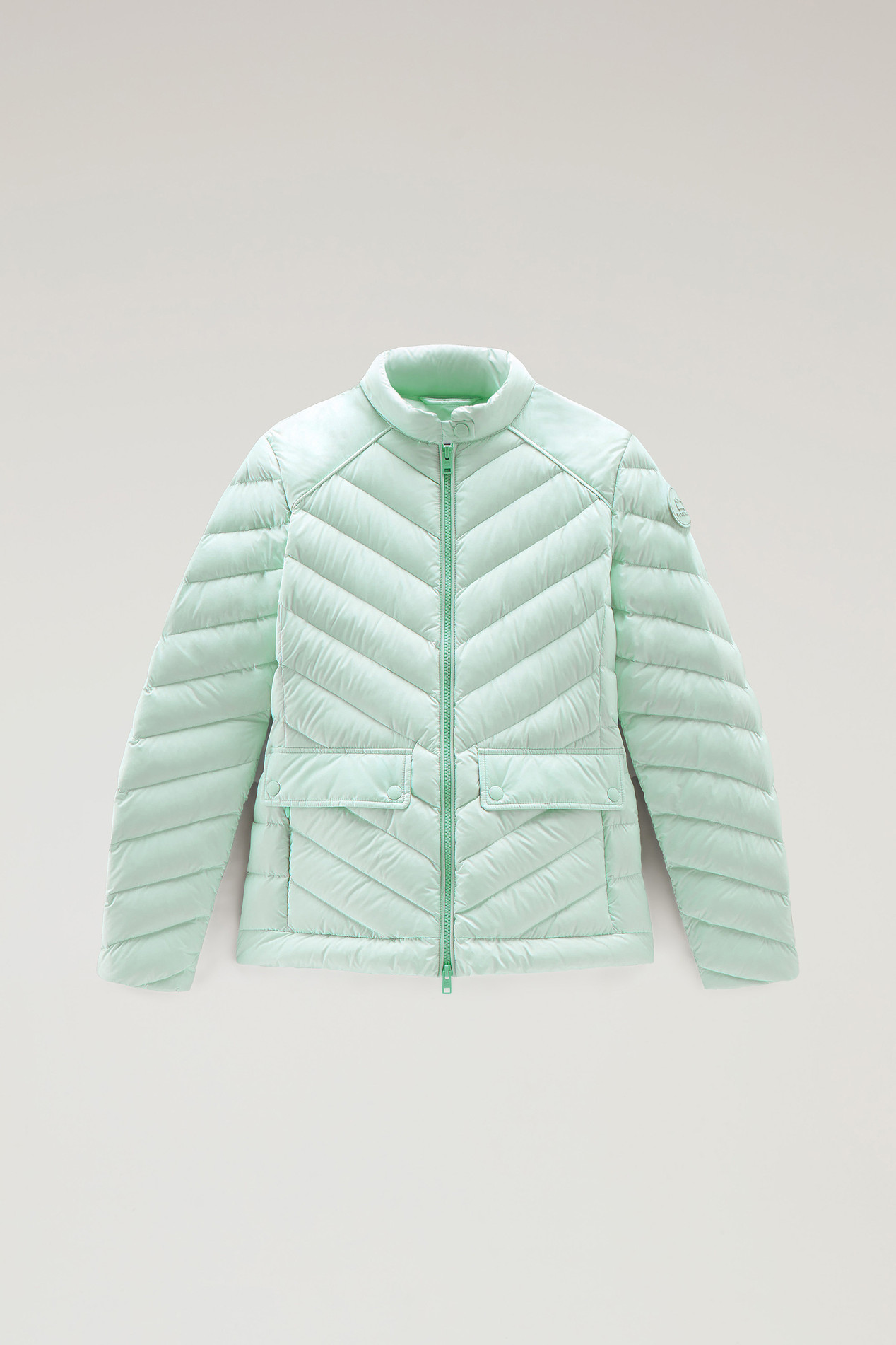 Short Padded Jacket with Chevron Quilting Green photo 1 | Woolrich