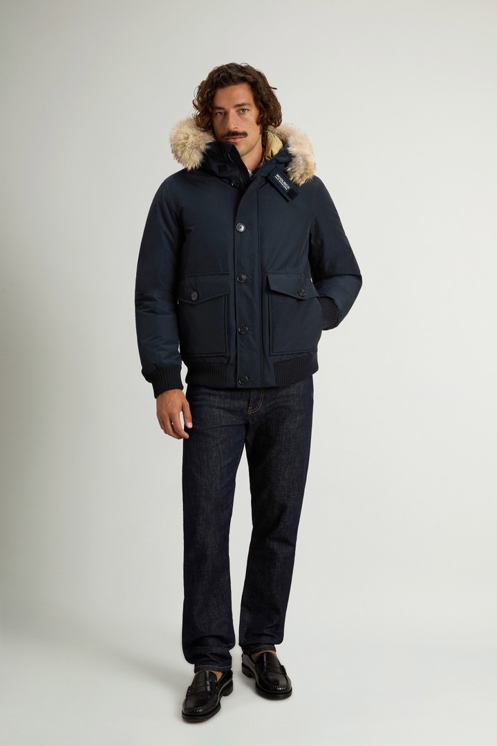 Padded Polar bomber jacket in Ramar Cloth with hood Blue photo 2 | Woolrich