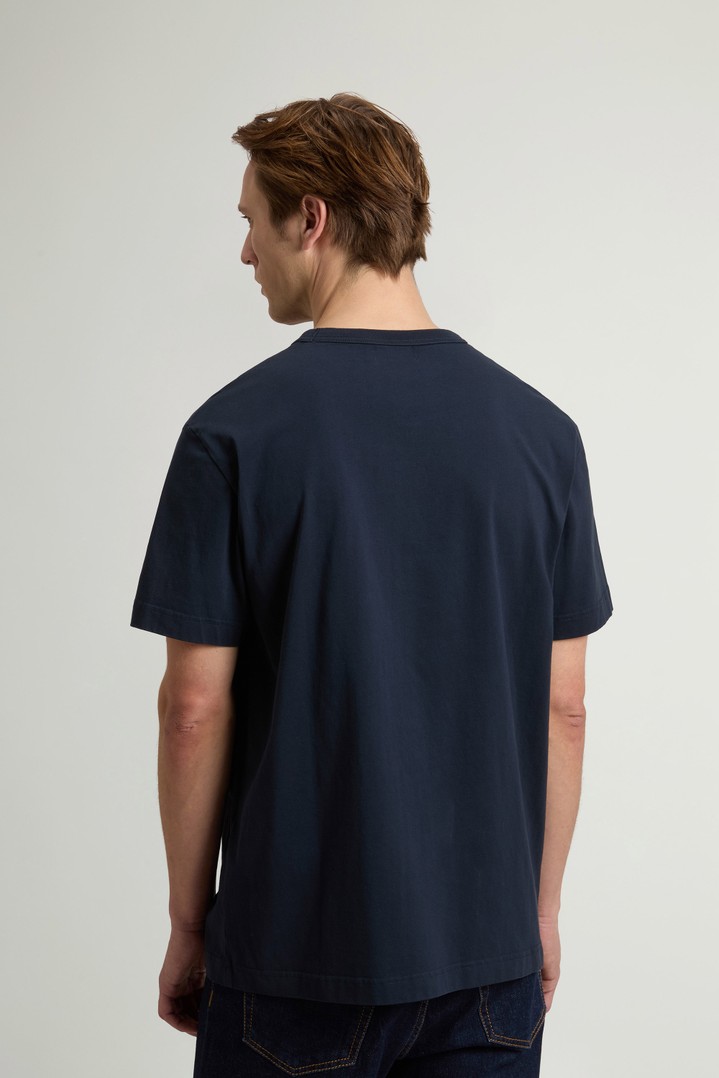 COTTON LOGO T-SHIRT Blue photo 3 | Woolrich