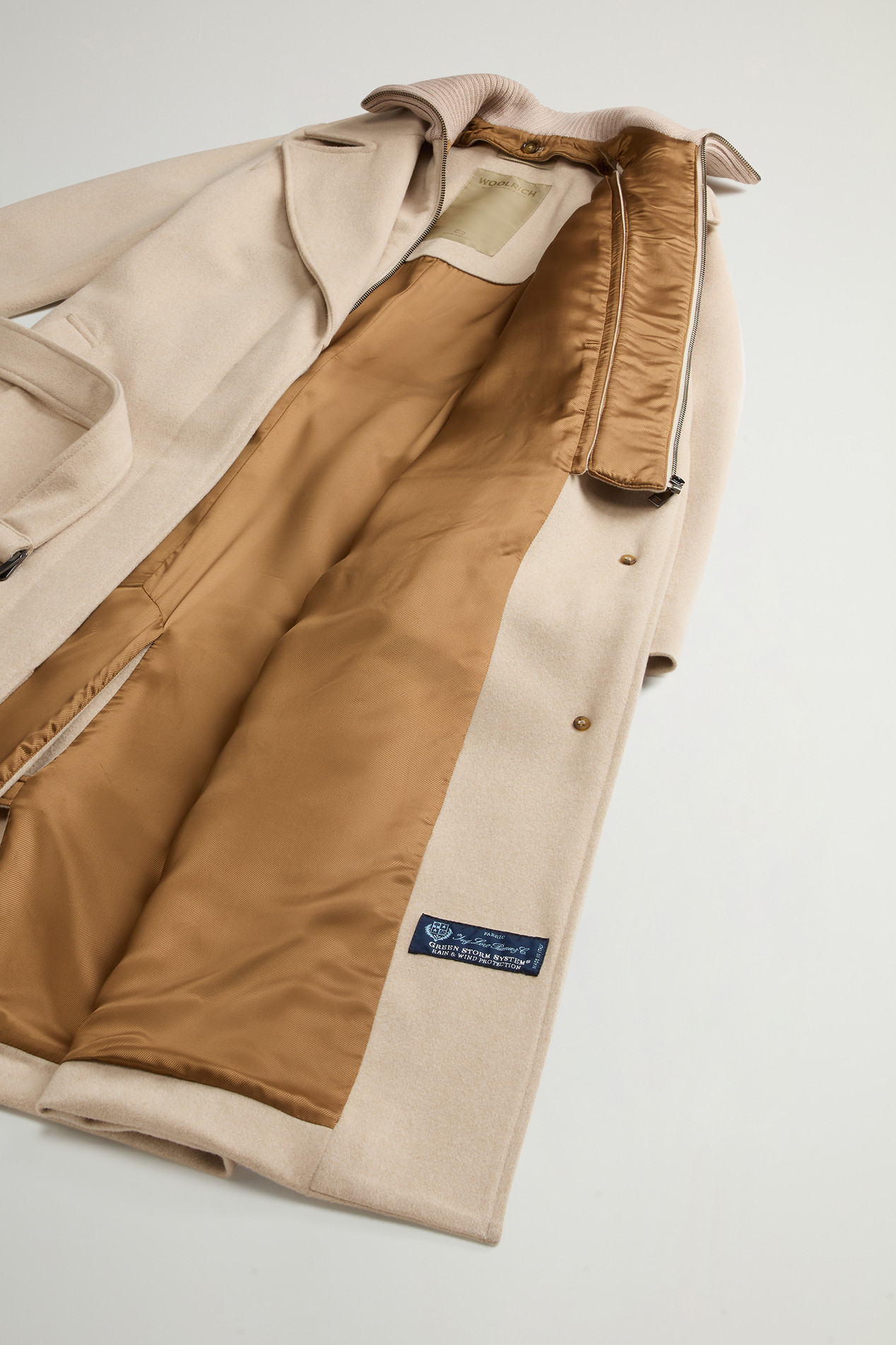 Coat in Pure Virgin Italian Wool Crafted Using a Loro Piana Fabric Beige photo 9 | Woolrich