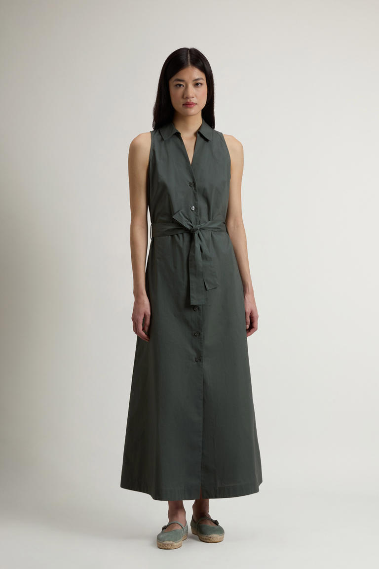 Hemdblusenkleid aus Popeline aus reiner Baumwolle mit Gürtel Grün photo 1 | Woolrich