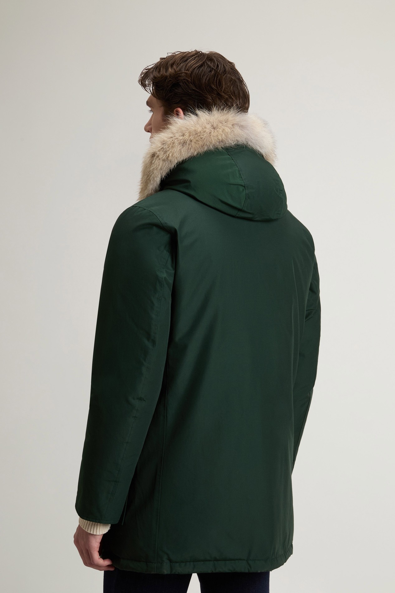 Arctic Parka in Ramar Cloth with Detachable Fur Trim Green photo 3 | Woolrich