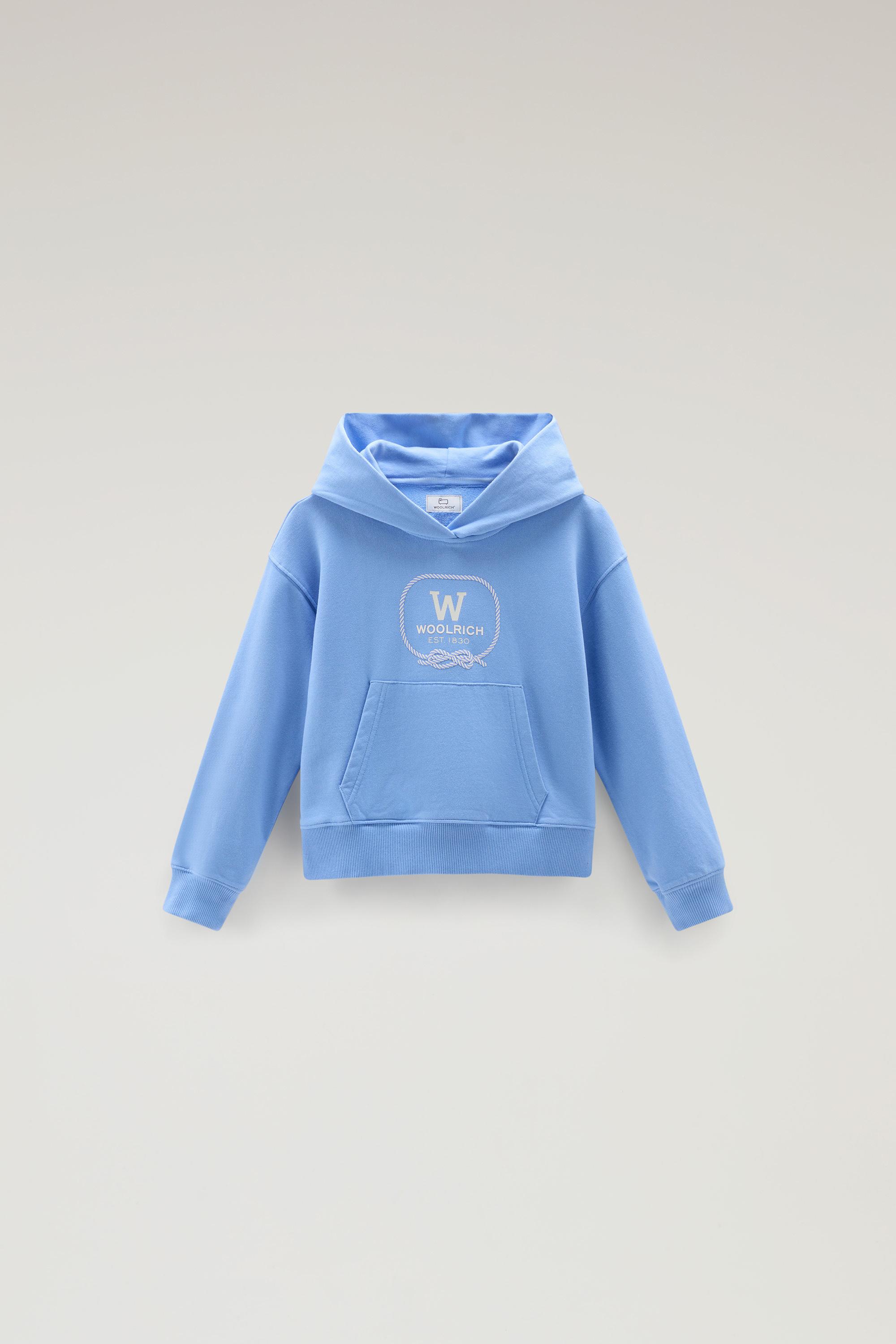 Girls' Pure Cotton Hoodie Blue photo 1 | Woolrich