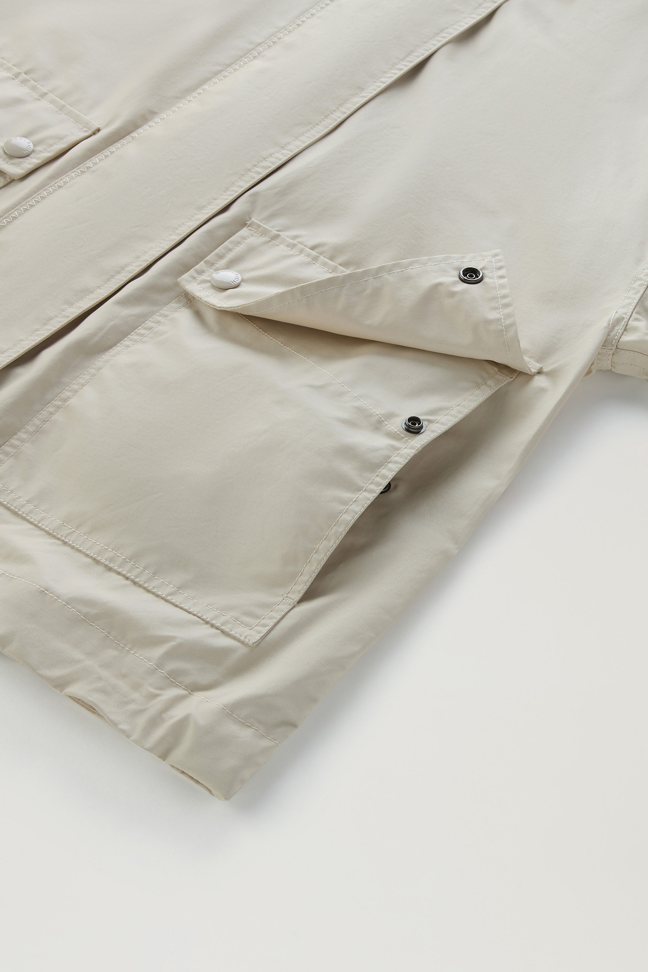 Waxed Jacket in Cotton Nylon Blend with Hood Beige photo 5 | Woolrich