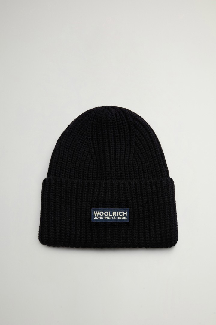 FINE MERINOS LOGO BEANIE Noir photo 2 | Woolrich