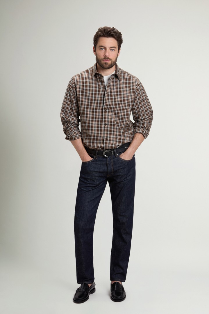 Button-Down Checked Shirt in Pure Cotton Flannel Green photo 2 | Woolrich