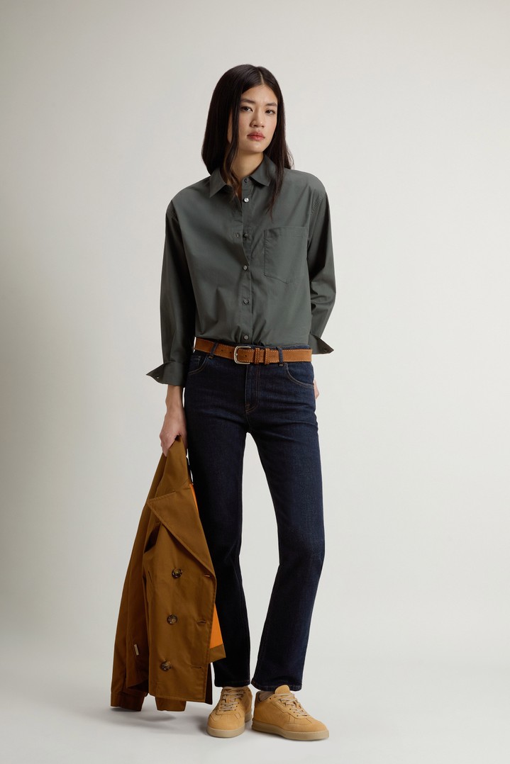 COTTON POPLIN BOYFRIEND SHIRT Green photo 2 | Woolrich