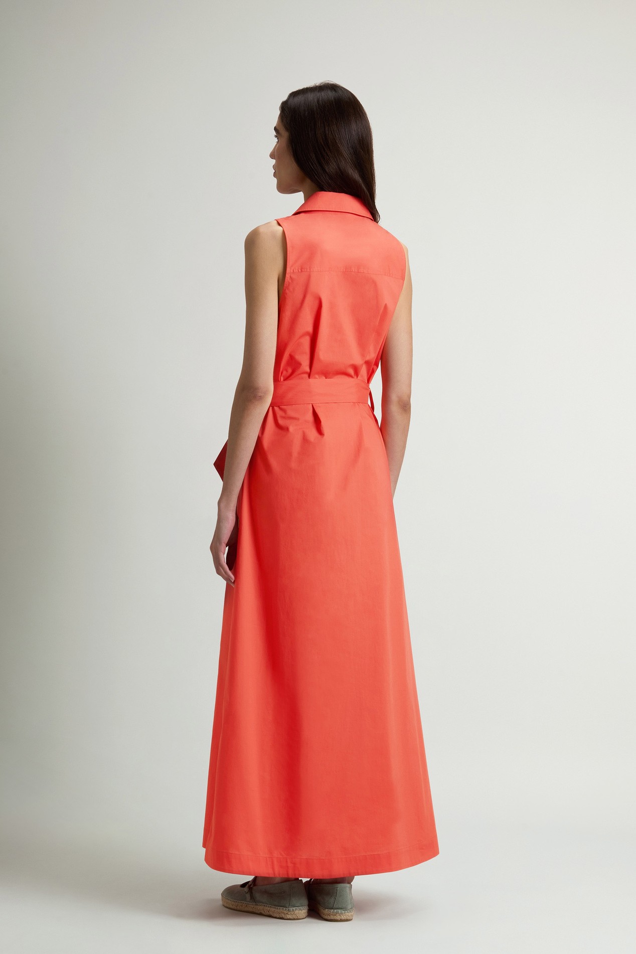 Shirt Dress in Pure Cotton Poplin with Belt Red photo 3 | Woolrich