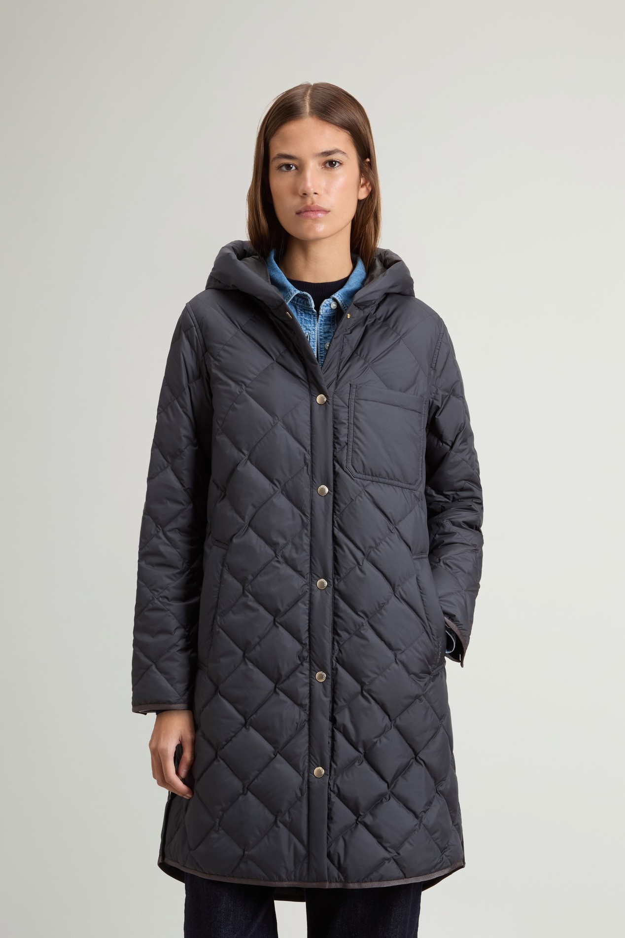 Parka mit Steppung aus Mikrofaser Grau photo 1 | Woolrich