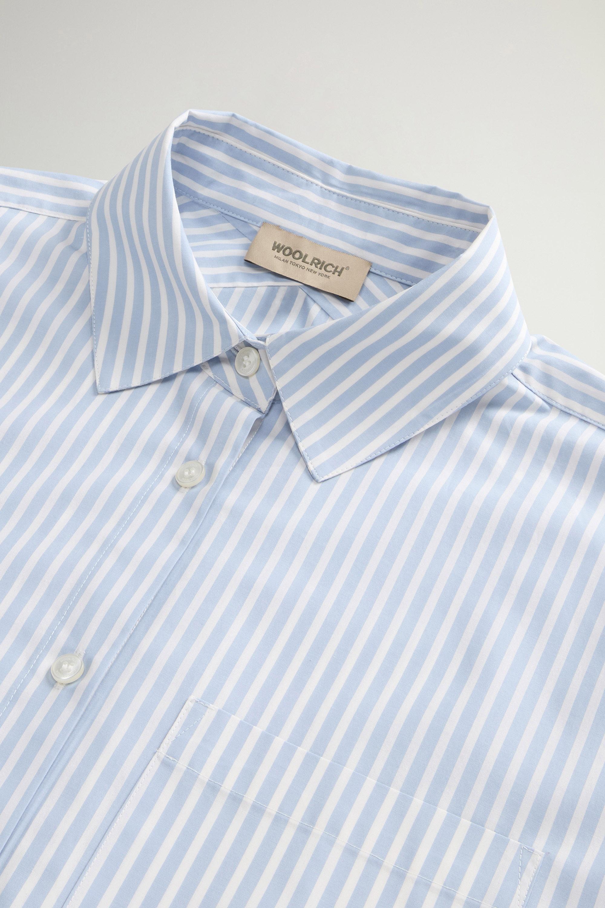 STRIPED COTTON POPLIN BOYFRIEND SHIRT Blue photo 6 | Woolrich