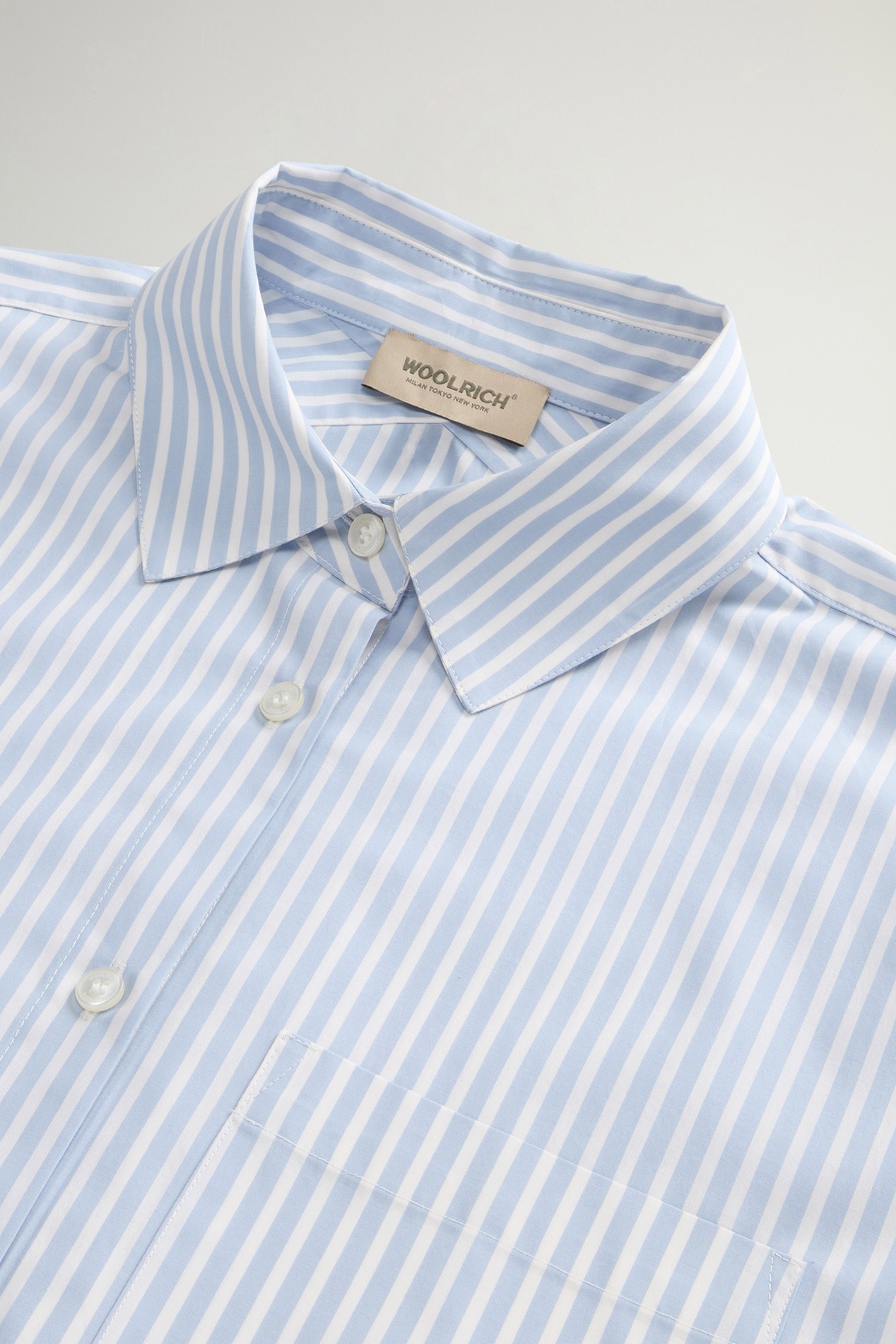 STRIPED COTTON POPLIN BOYFRIEND SHIRT Blue photo 6 | Woolrich
