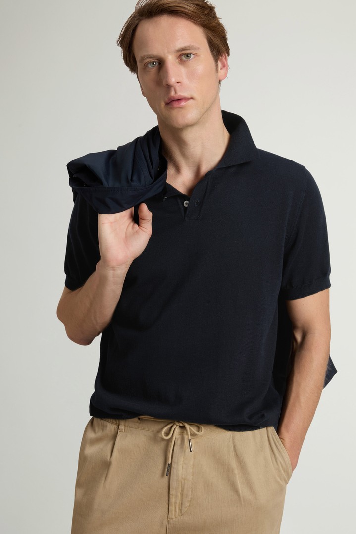KNITTED POLO Blue photo 4 | Woolrich