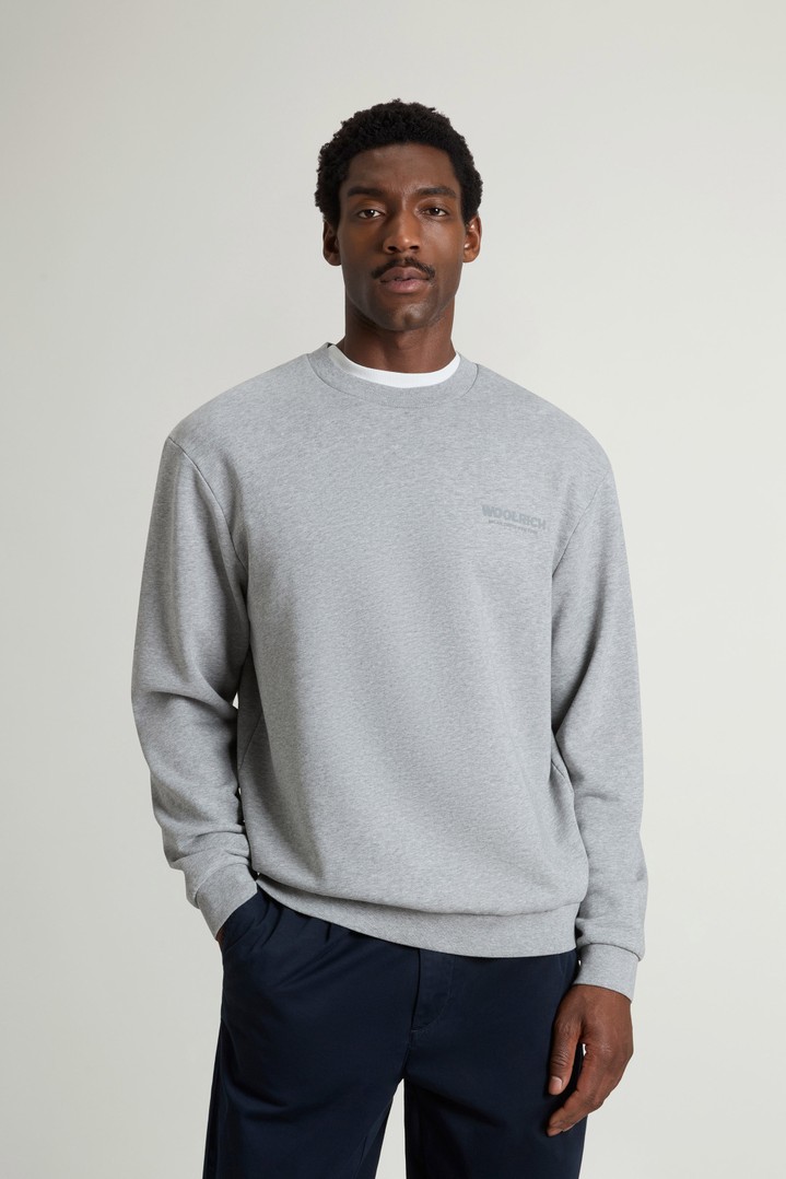 Crewneck Sweatshirt in Pure Cotton with Macro Logo on the Back Gray photo 1 | Woolrich