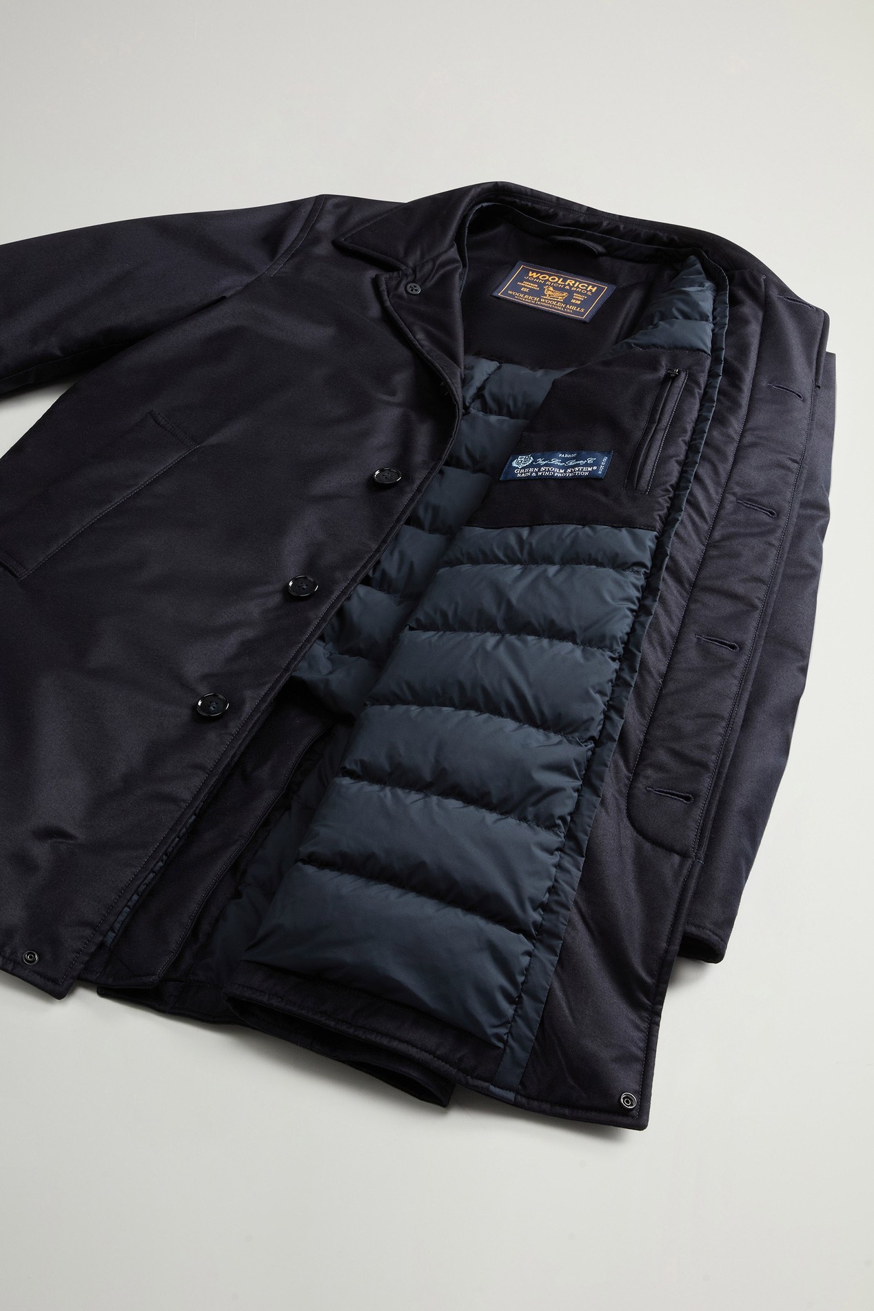 2-in-1 Coat in Italian Virgin Wool and Silk Blue photo 11 | Woolrich