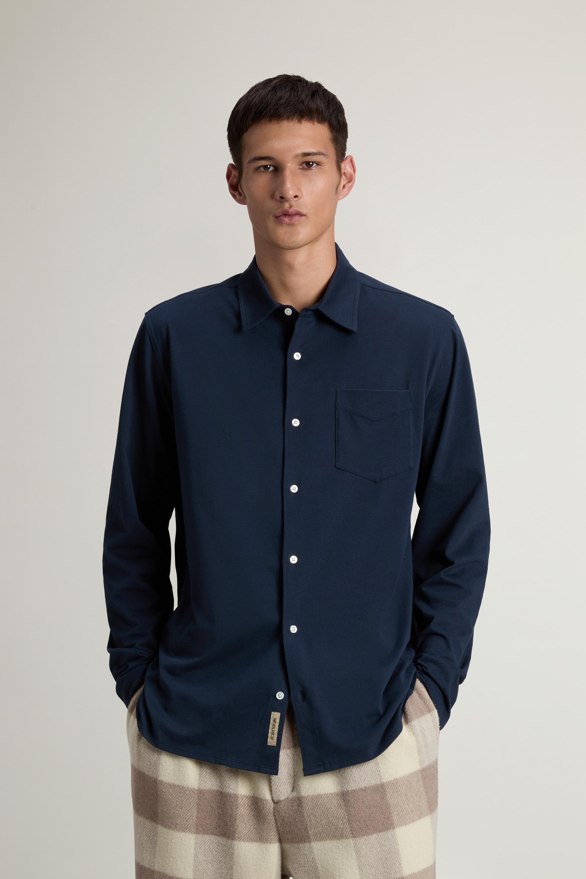 Shirt in Pure Cotton Jersey Blue photo 1 | Woolrich