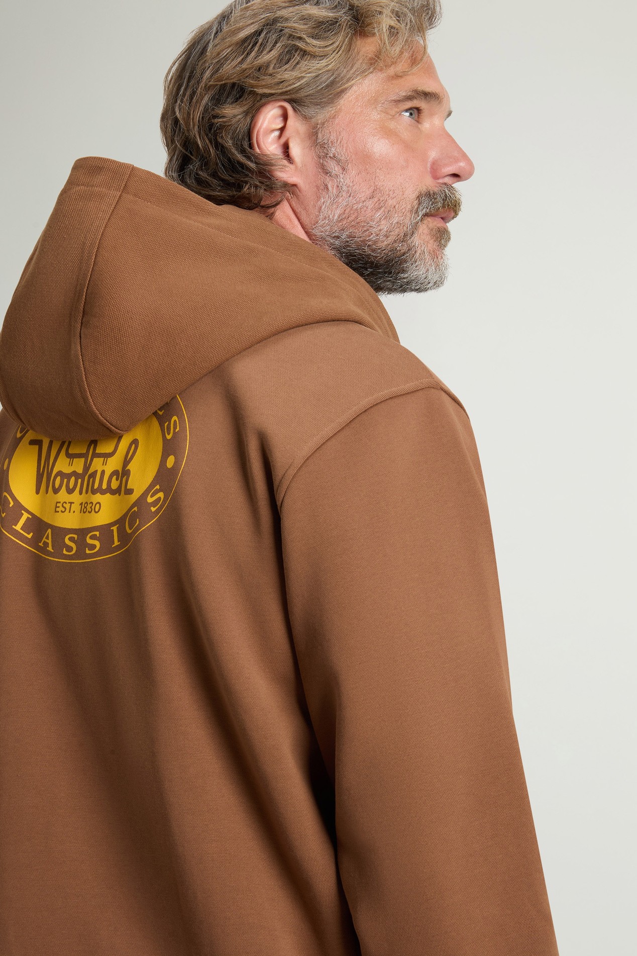 Full-Zipper Hoodie in Cotton Blend Brown photo 4 | Woolrich