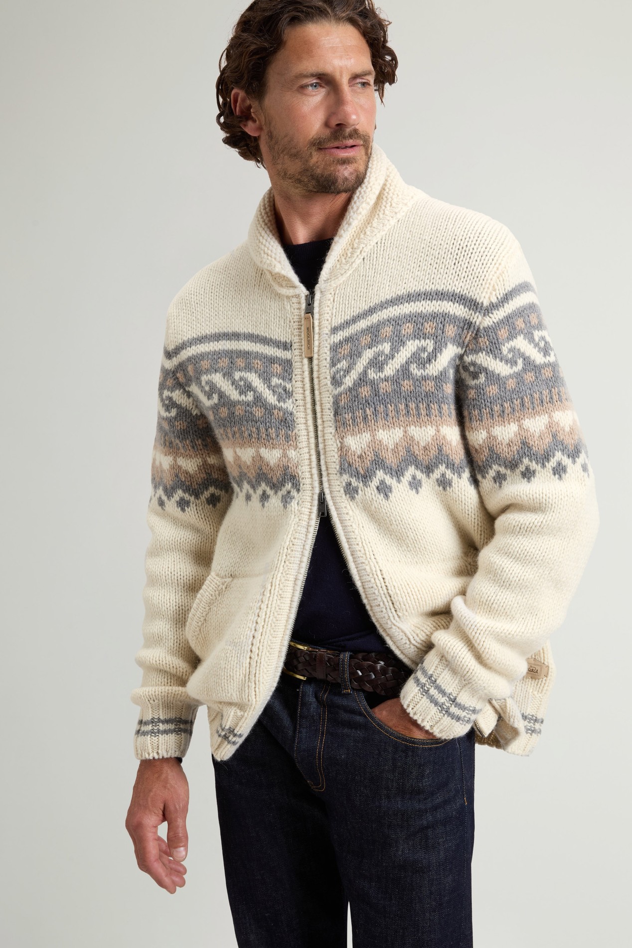 LAMBSWOOL MOHAIR CARDIGAN GG4 White photo 4 | Woolrich