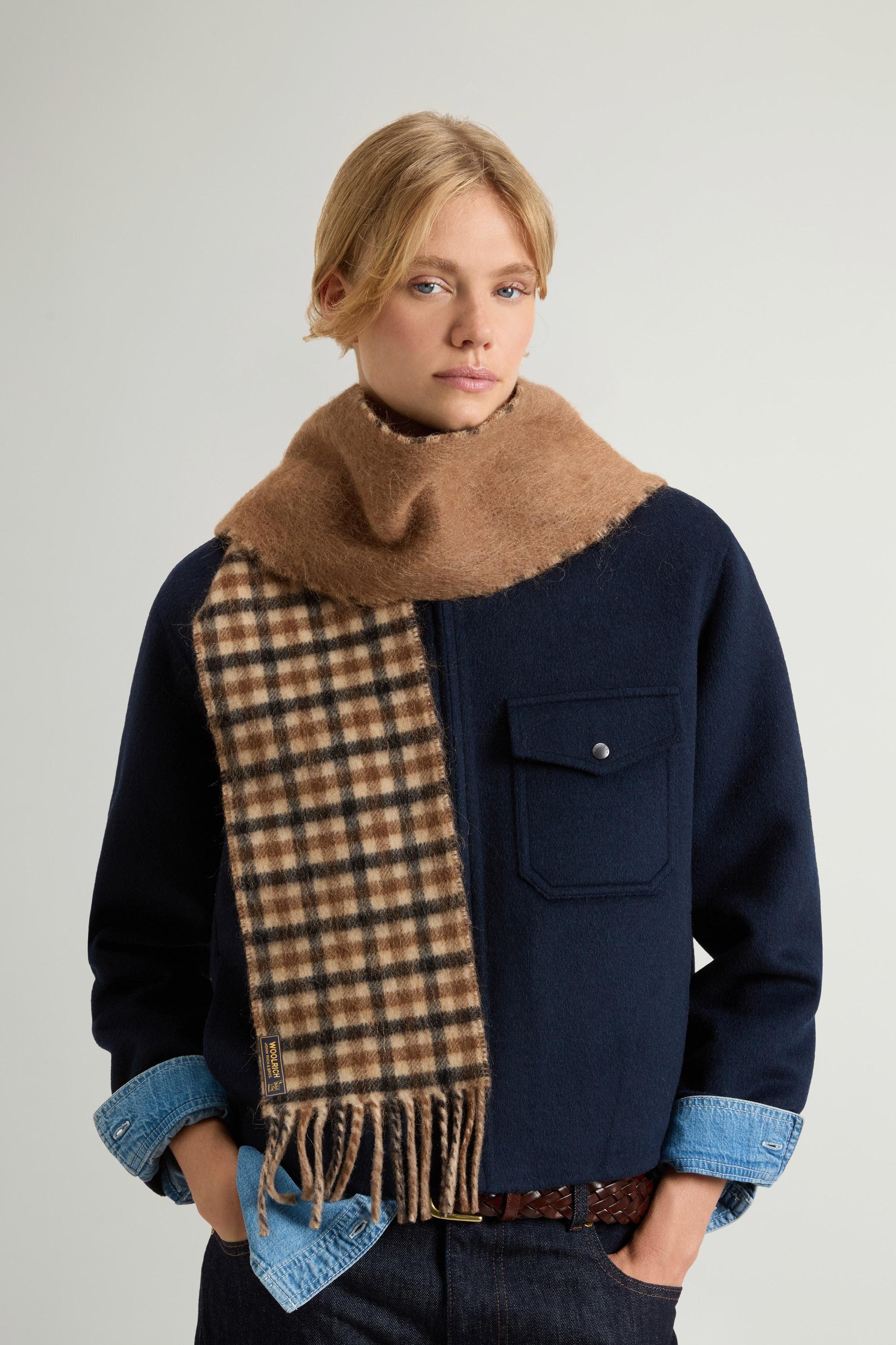 Double-Faced Scarf in Virgin Wool, Alpaca and Mohair Blend Beige photo 1 | Woolrich