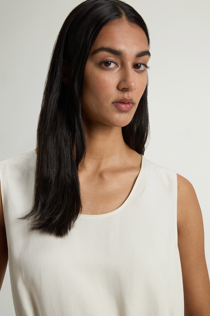 Sleeveless Dress in Linen Blend with Belt White photo 4 | Woolrich