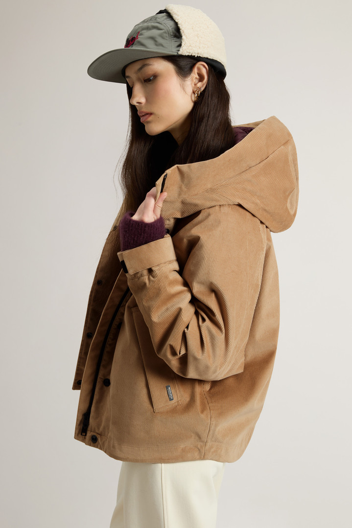 Three-Layered Corduroy Jacket with Hood Beige photo 4 | Woolrich