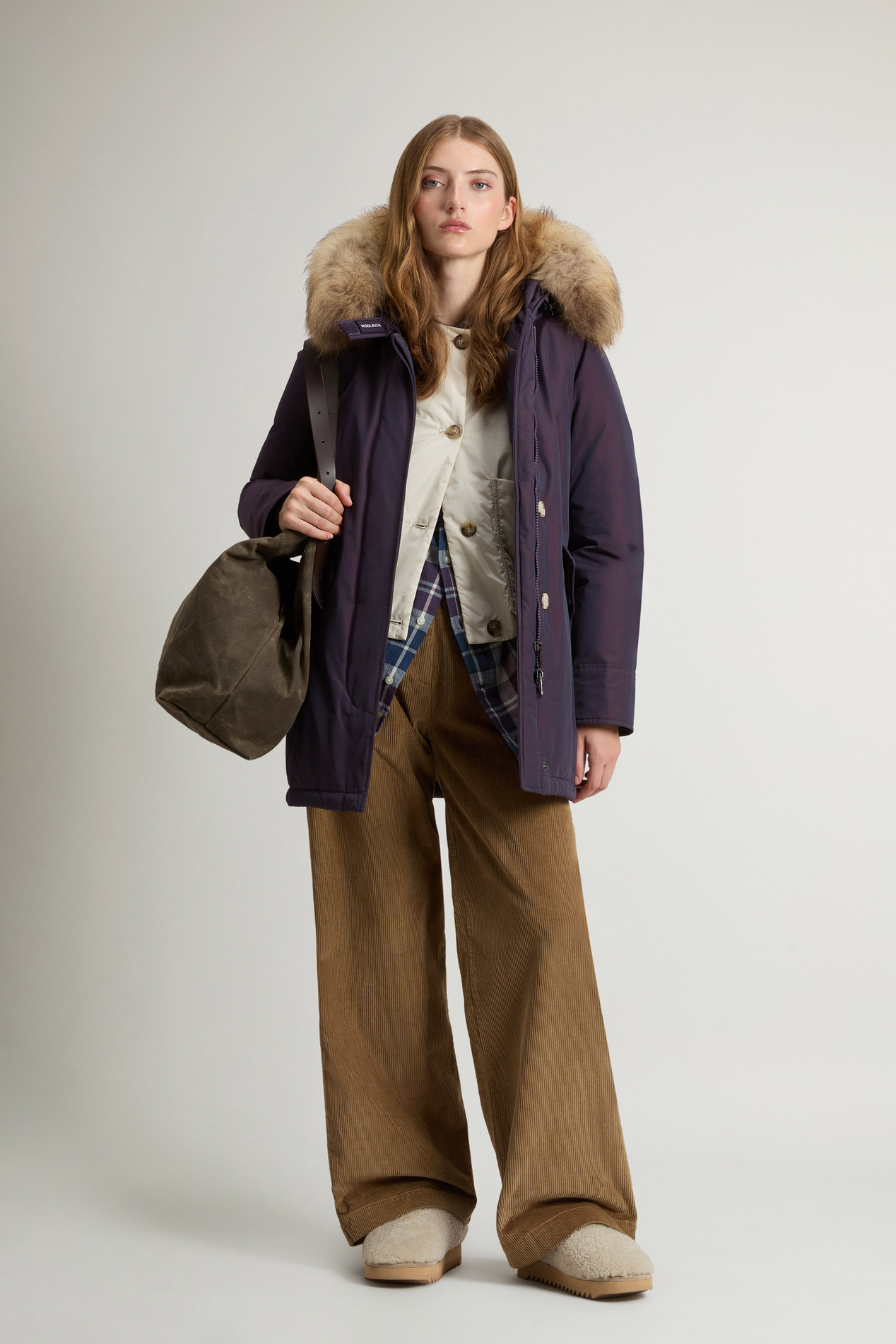 Arctic Parka in Ramar Cloth with Detachable Fur Trim Purple photo 2 | Woolrich