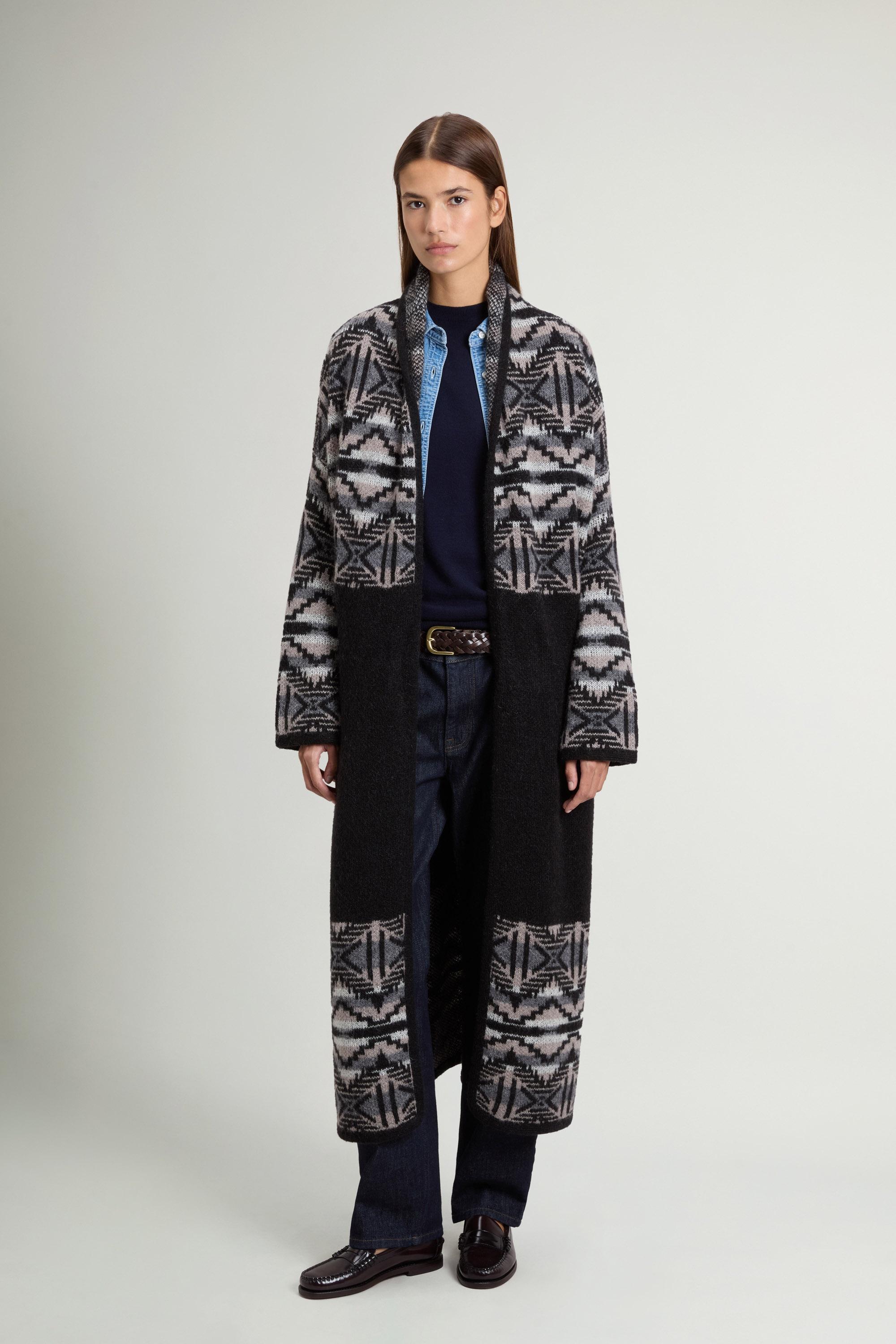 Langer Cardigan mit Fair-Isle-Muster aus einer Mohair-Mischung Schwarz photo 1 | Woolrich