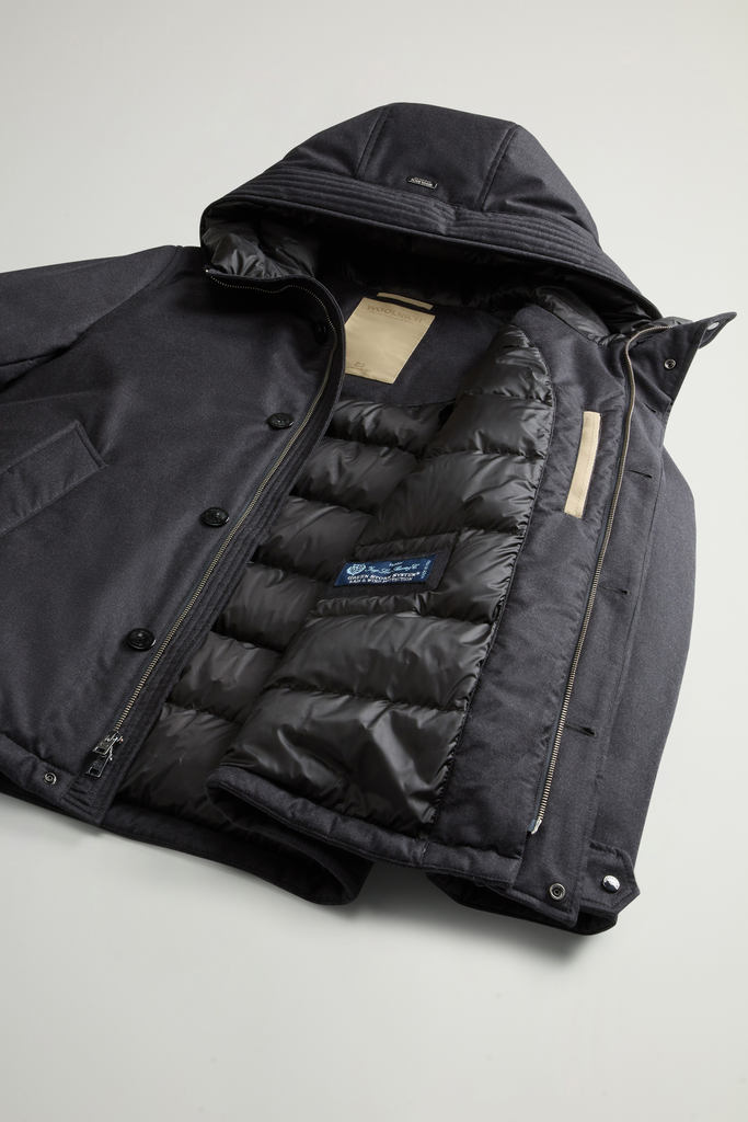 Short Parka in Wool-Silk Blend Crafted Using a Loro Piana Fabric Black photo 8 | Woolrich