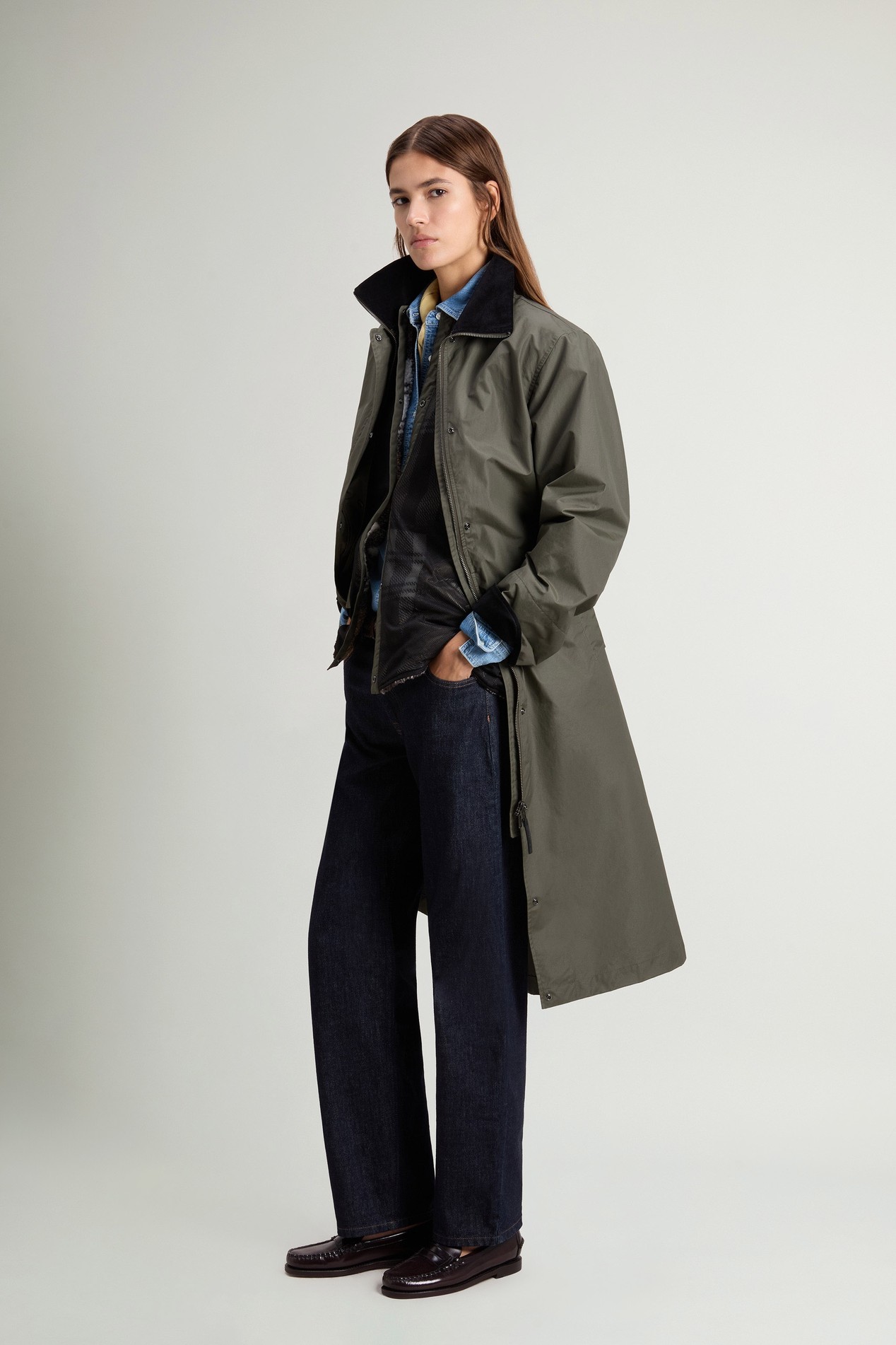 3-in-1-Mantel aus gewachster Wollmischung Grün photo 2 | Woolrich
