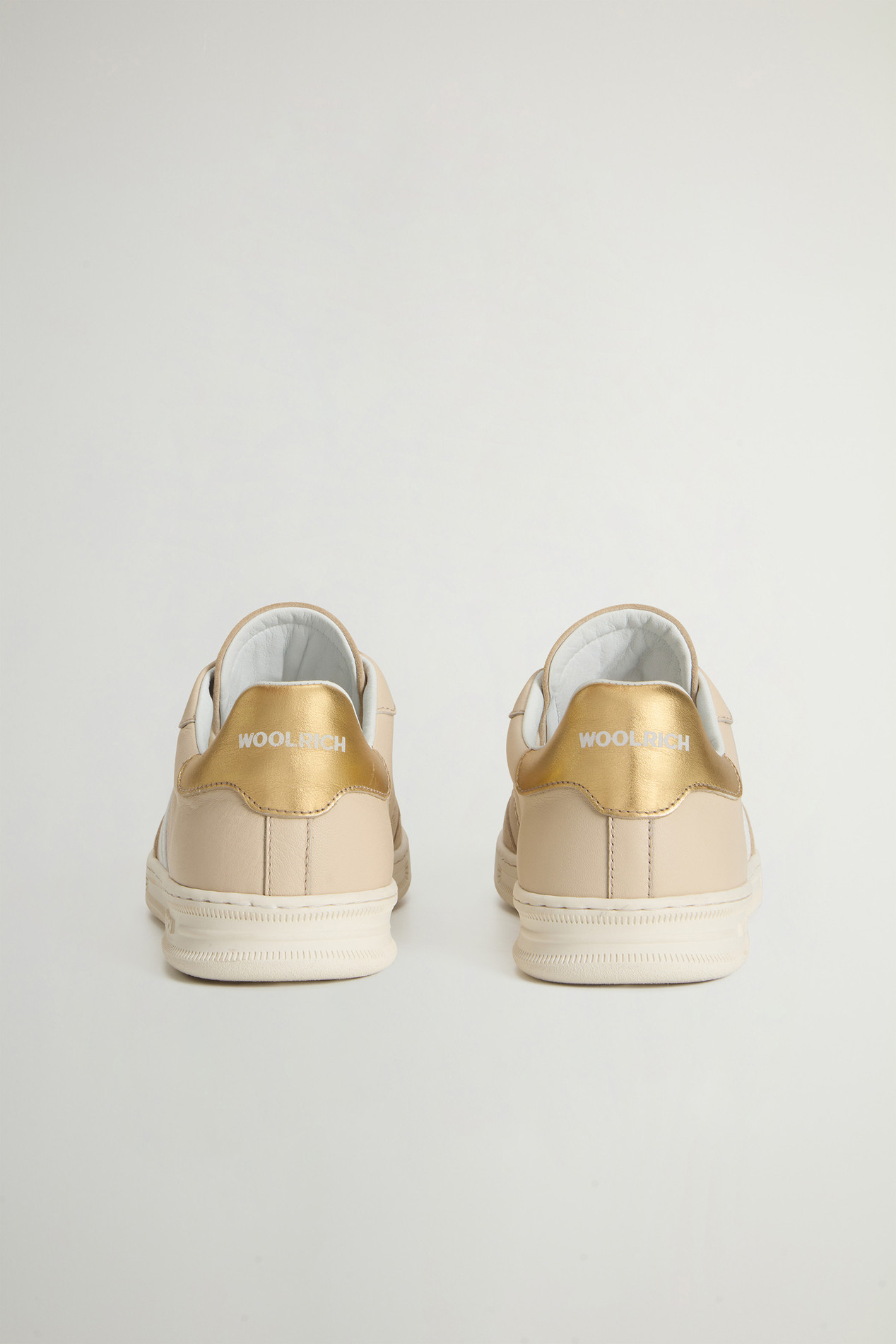 Doubleu Tennis Sneakers in Leather with Suede Inserts Beige photo 3 | Woolrich