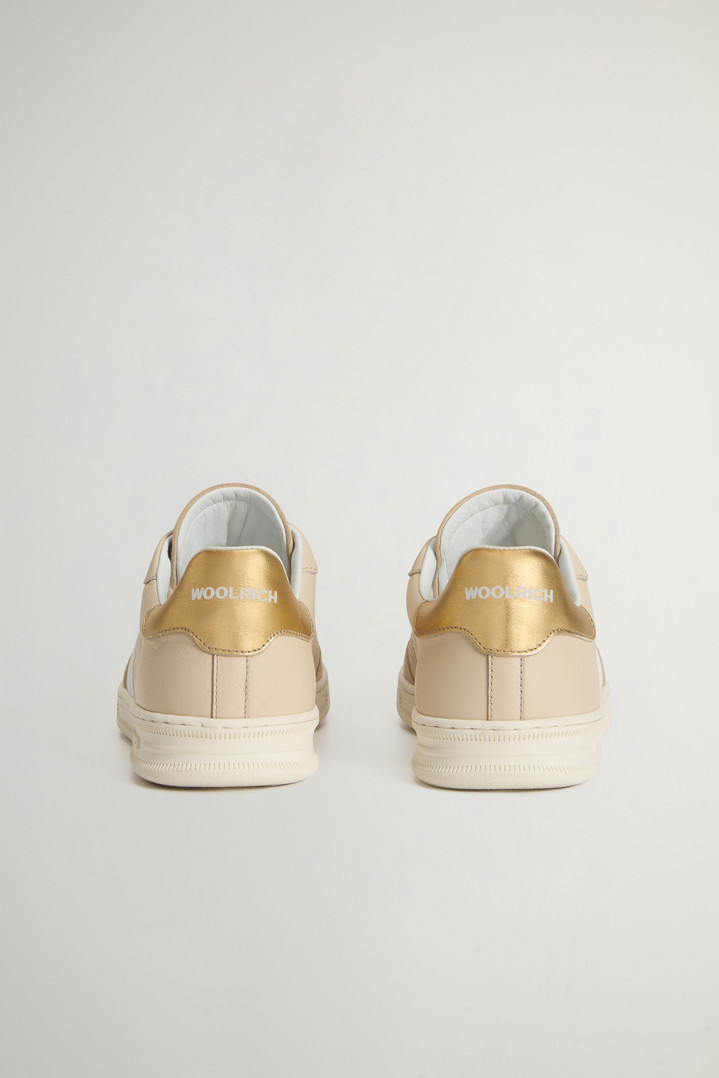 Doubleu Tennis Sneakers in Leather with Suede Inserts Beige photo 3 | Woolrich