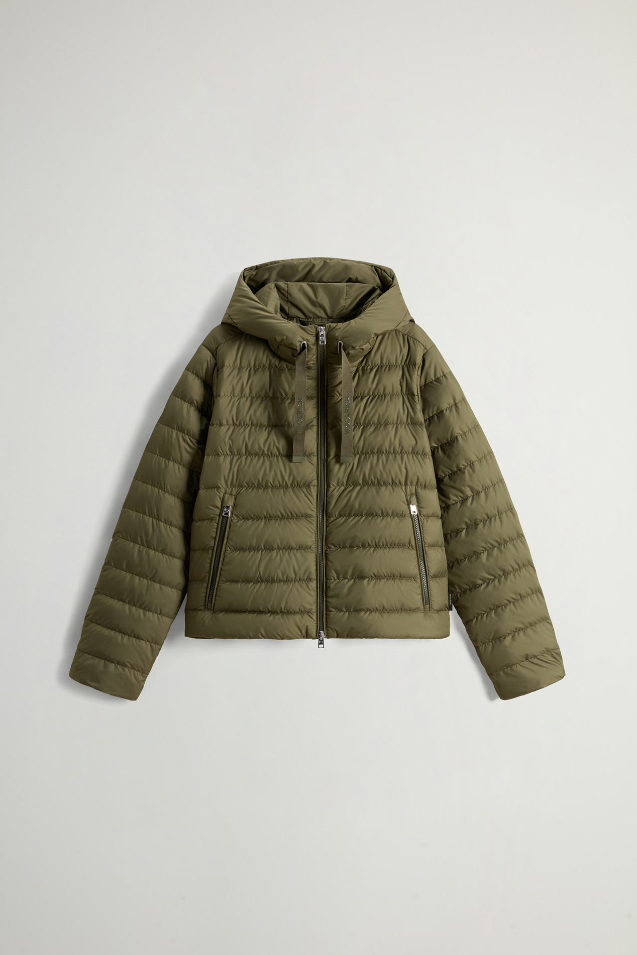 Padded Microfiber Jacket with Hood Green photo 1 | Woolrich