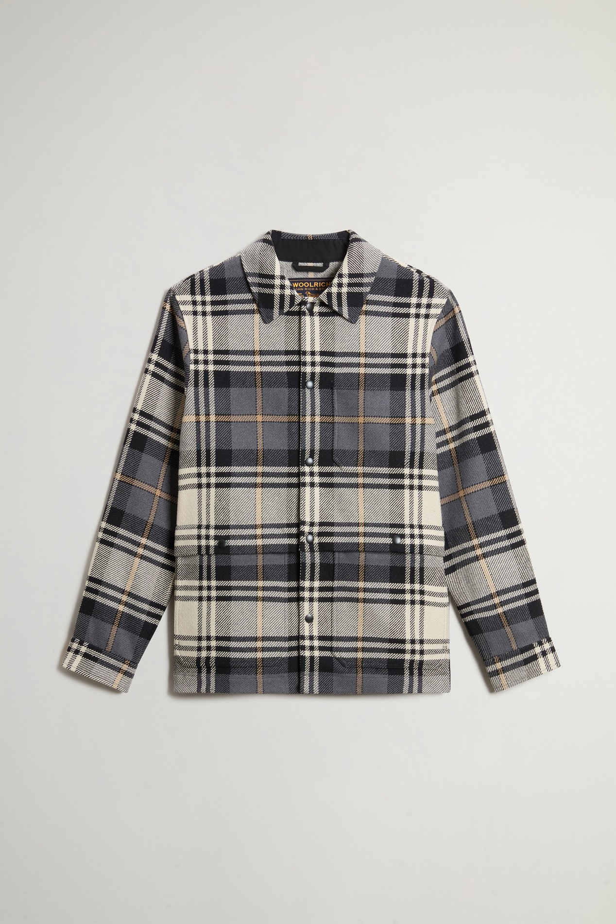 Checked Overshirt in Cotton Blend Gray photo 5 | Woolrich