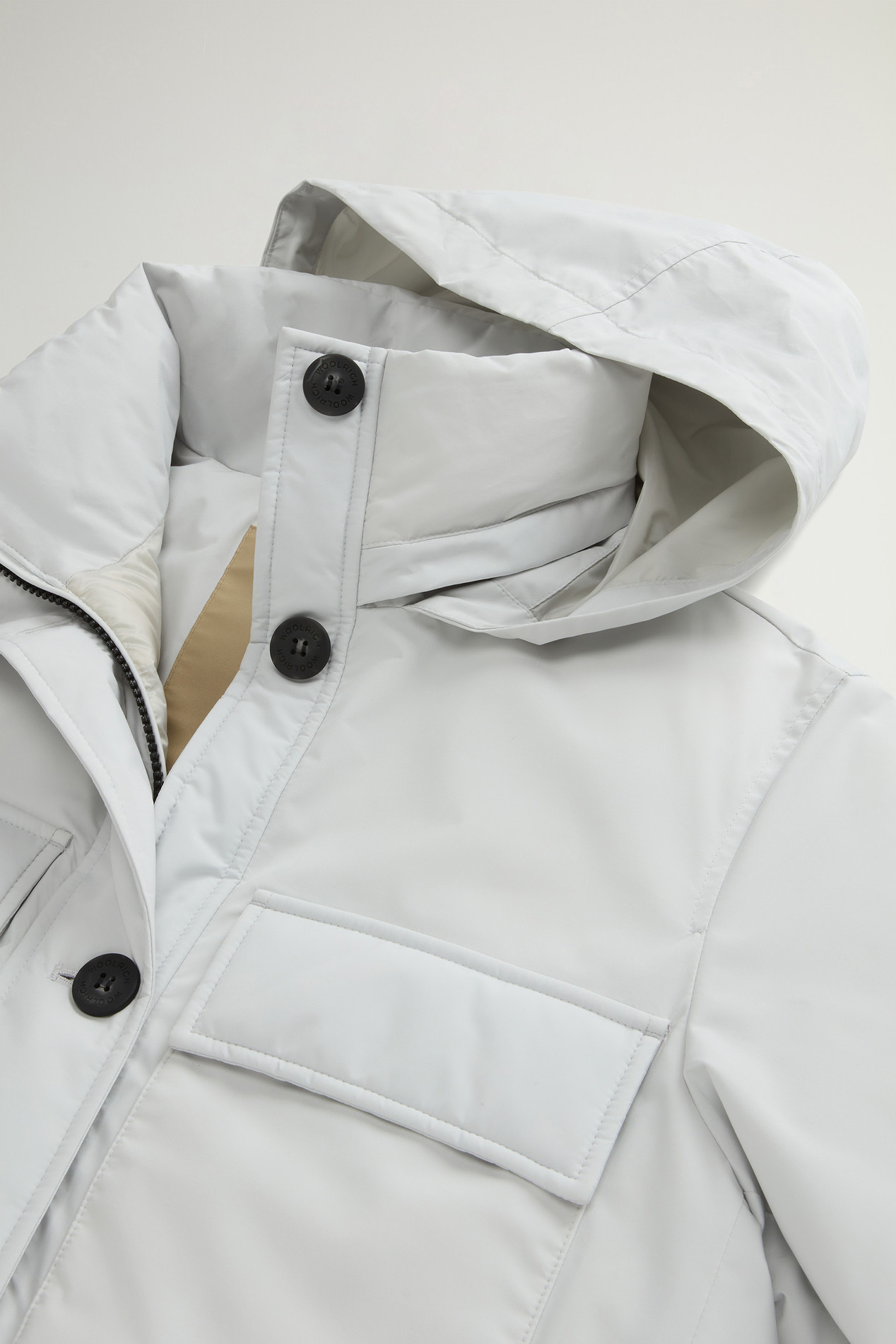 Cloud Jacket with Stand-Up Collar and Packable Hood Gray photo 6 | Woolrich