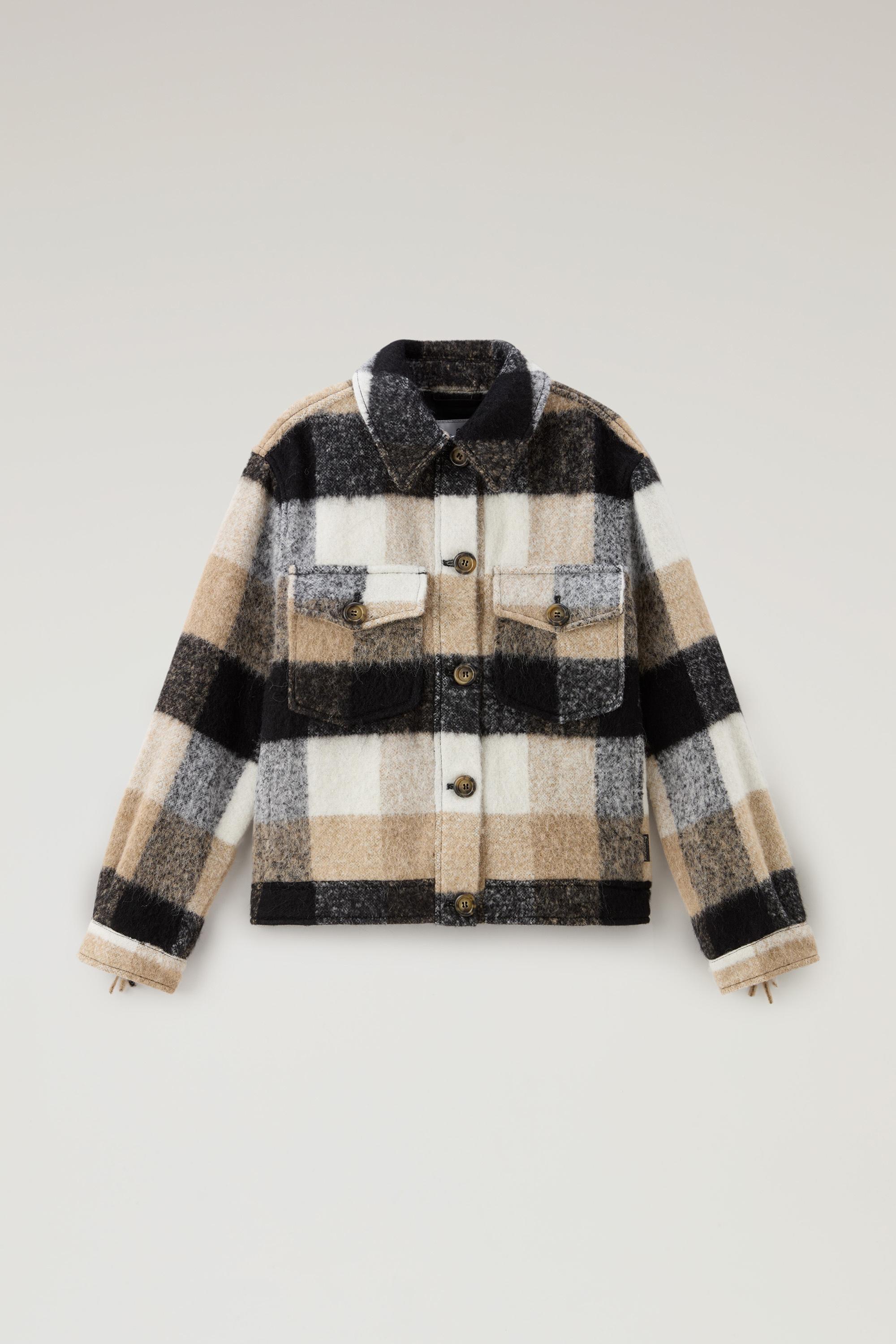 Check Overshirt wth Fringed Trim in Alpaca and Wool Blend Multicolor photo 1 | Woolrich