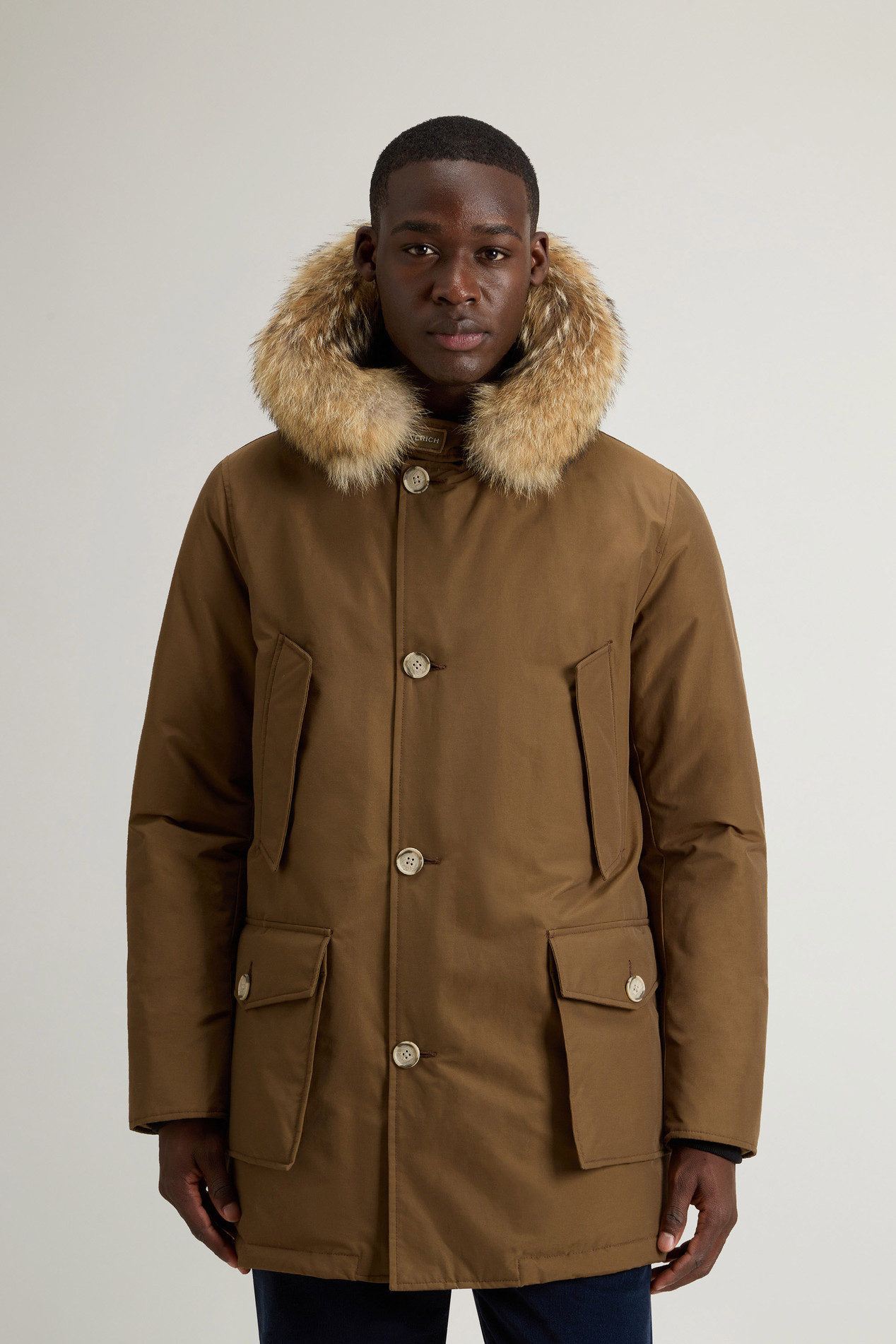 Arctic Parka in Ramar Cloth with Detachable Fur Trim Brown photo 1 | Woolrich