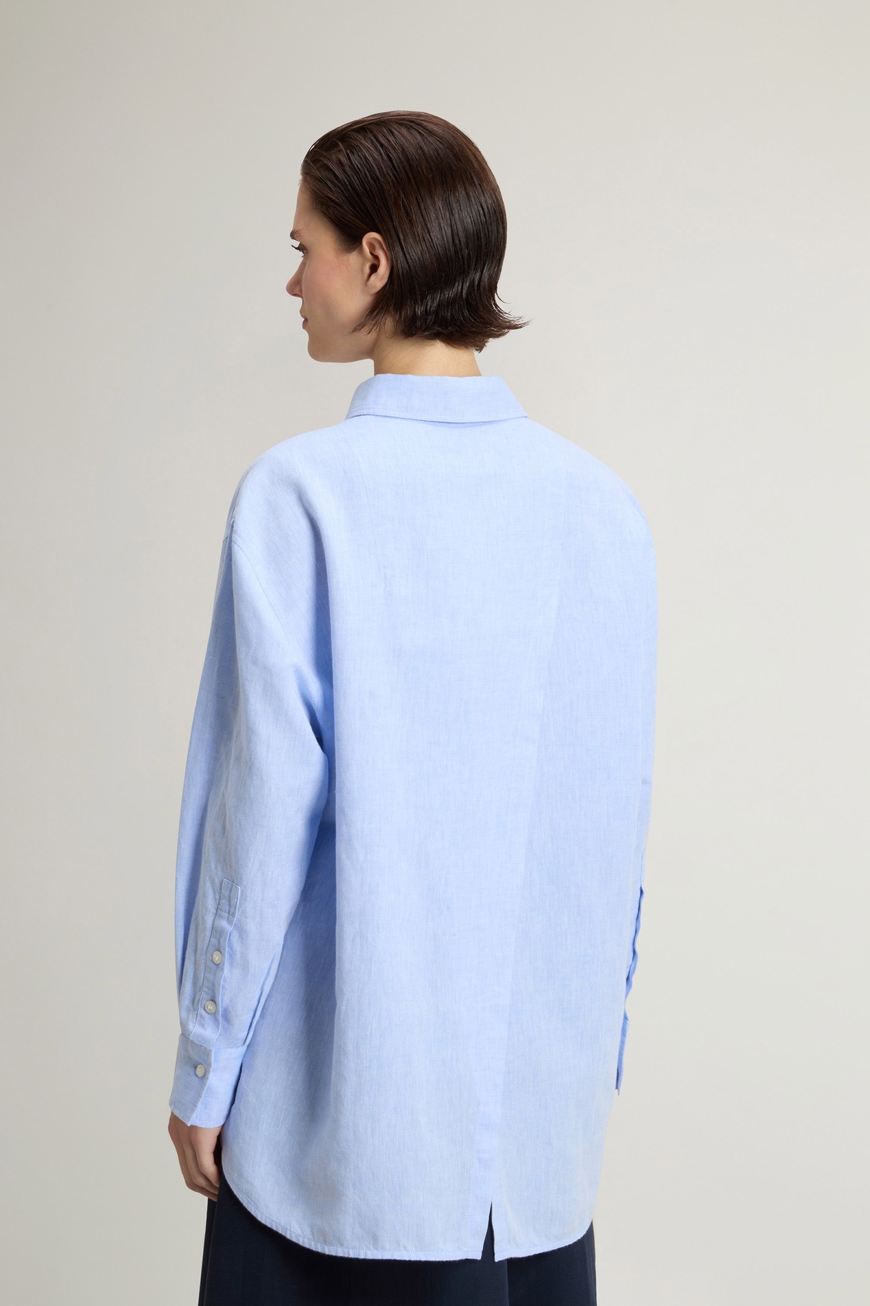 COTTON LINEN YD BOYFRIEND SHIRT Blue photo 3 | Woolrich