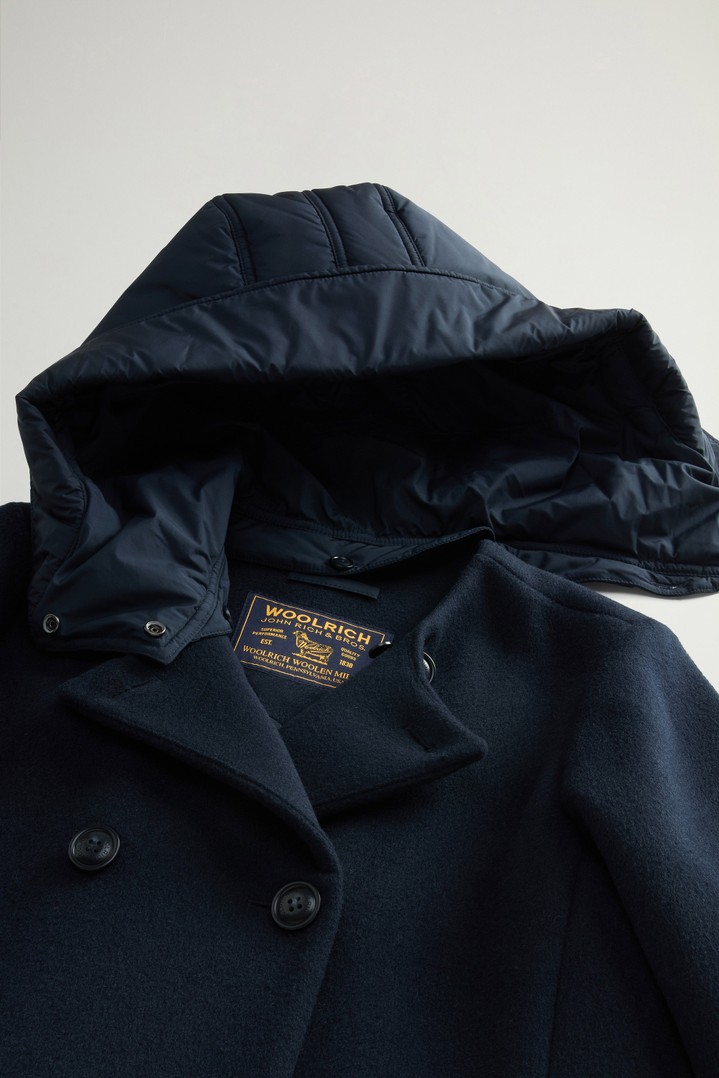 Double-Breasted Coat in Melton Wool Blend Blue photo 6 | Woolrich