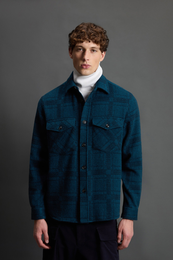 Geruit overhemdjack van zuiver kasjmier by Todd Snyder Blauw photo 2 | Woolrich