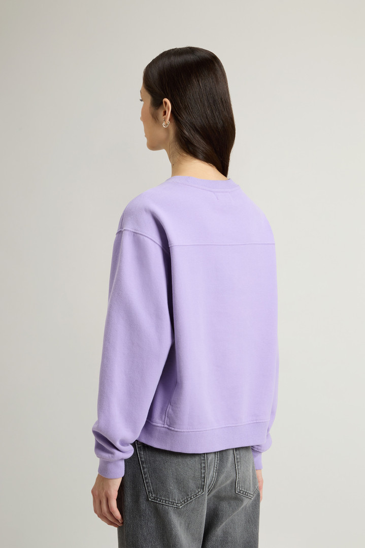 Crewneck Sweatshirt in Pure Cotton with Embroidered Logo Purple photo 3 | Woolrich