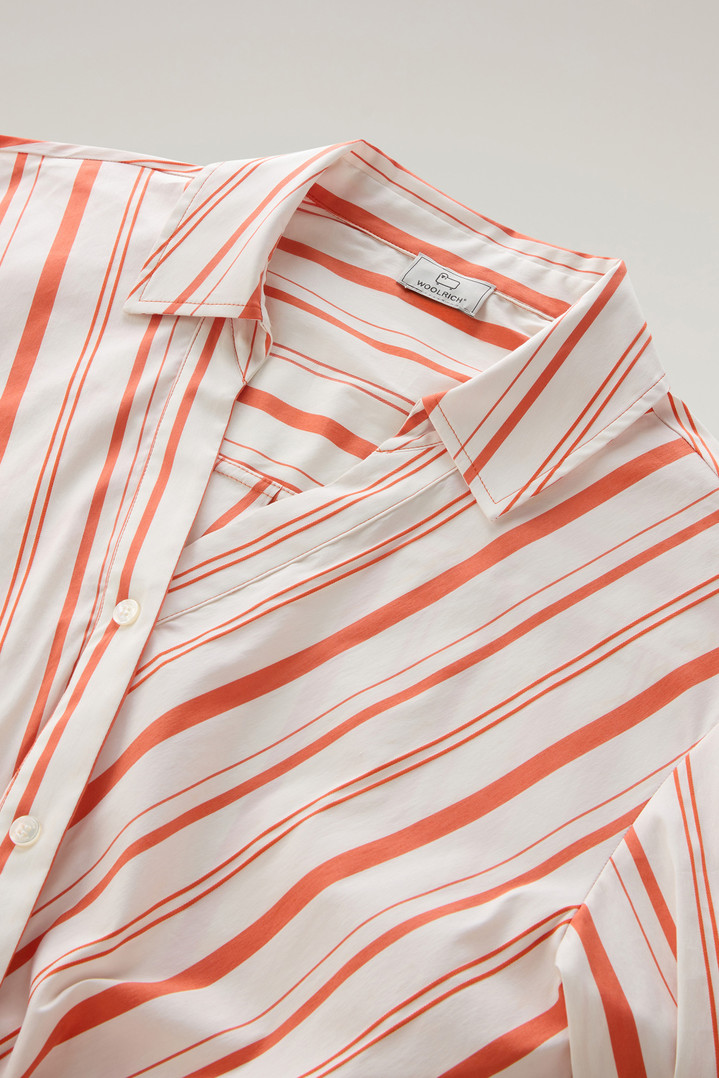 Striped Cotton Fleece Poplin Shirt White photo 2 | Woolrich
