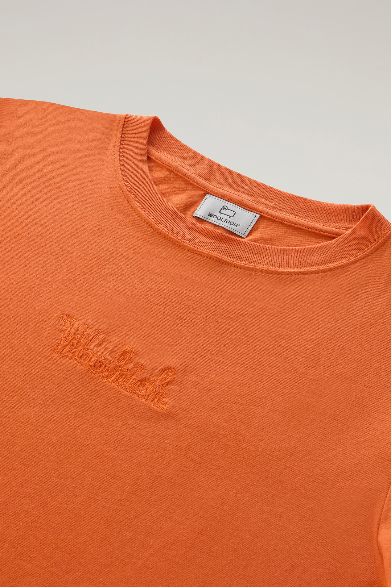 Pure Cotton T-Shirt with an Embroidered Logo Orange photo 2 | Woolrich