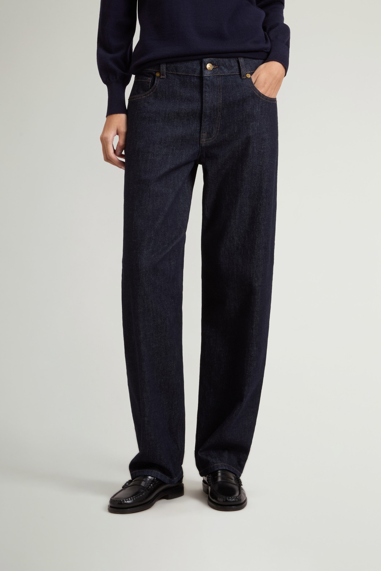 Wide-Leg Five-Pocket Jeans in Stretch Cotton Denim Blue photo 1 | Woolrich
