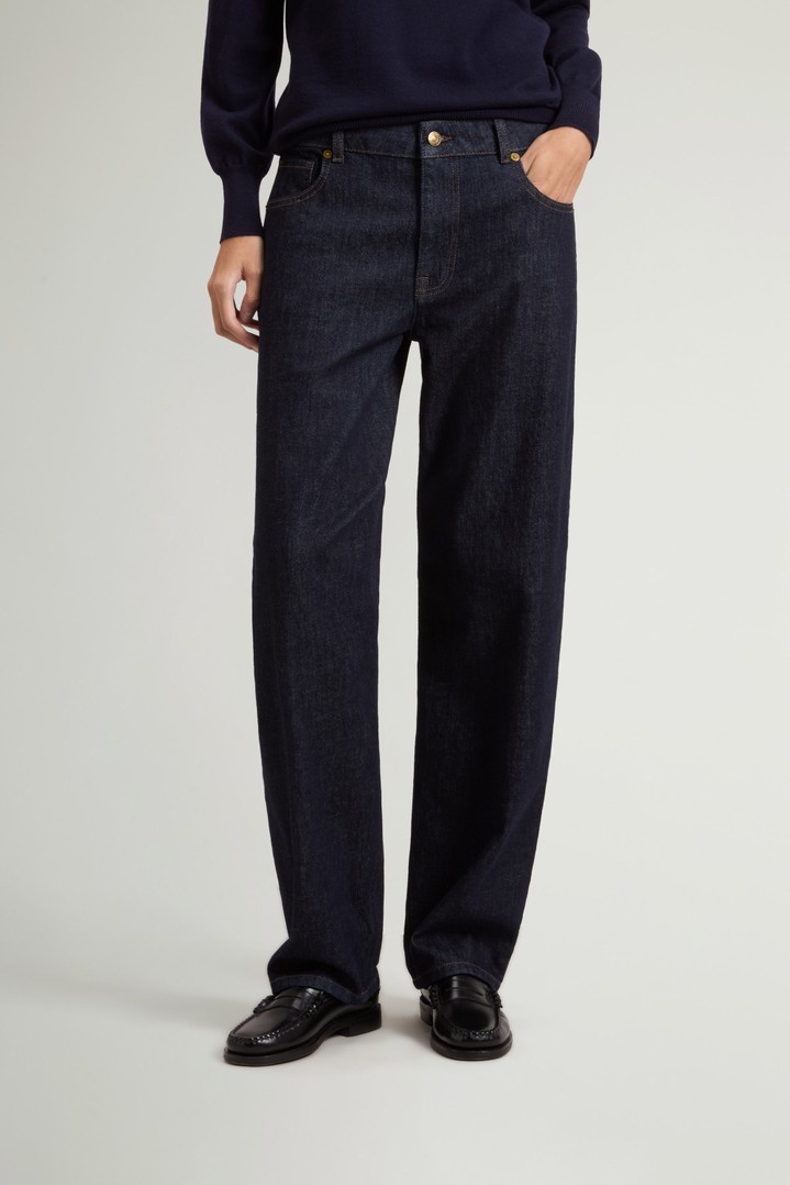 Wide-Leg Five-Pocket Jeans in Stretch Cotton Denim Blue photo 1 | Woolrich