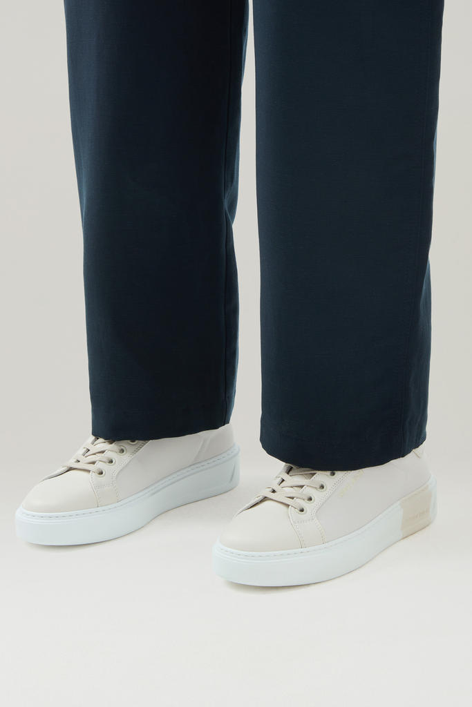 Classic Court Sneakers in Technical Fabric with Leather Trim Beige photo 6 | Woolrich